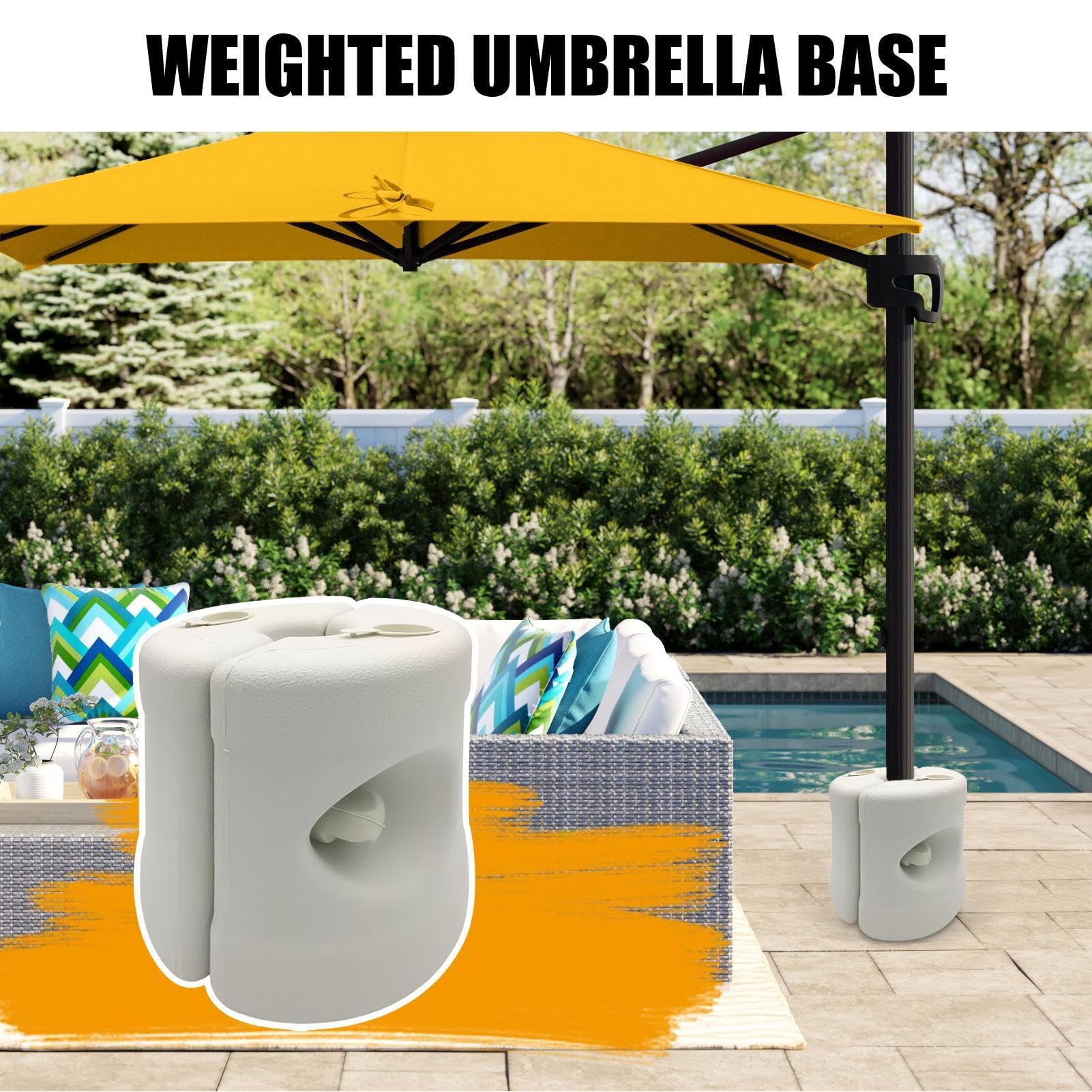 Obciążony stojak na parasol – podstawa do napełniania 25 x 25 cm, łatwy montaż, uchwyt HDPE zapewnia niezawodne podparcie parasola na balkonie, ogrodzie, tarasie, trawniku i siedzeniu na zewnątrz