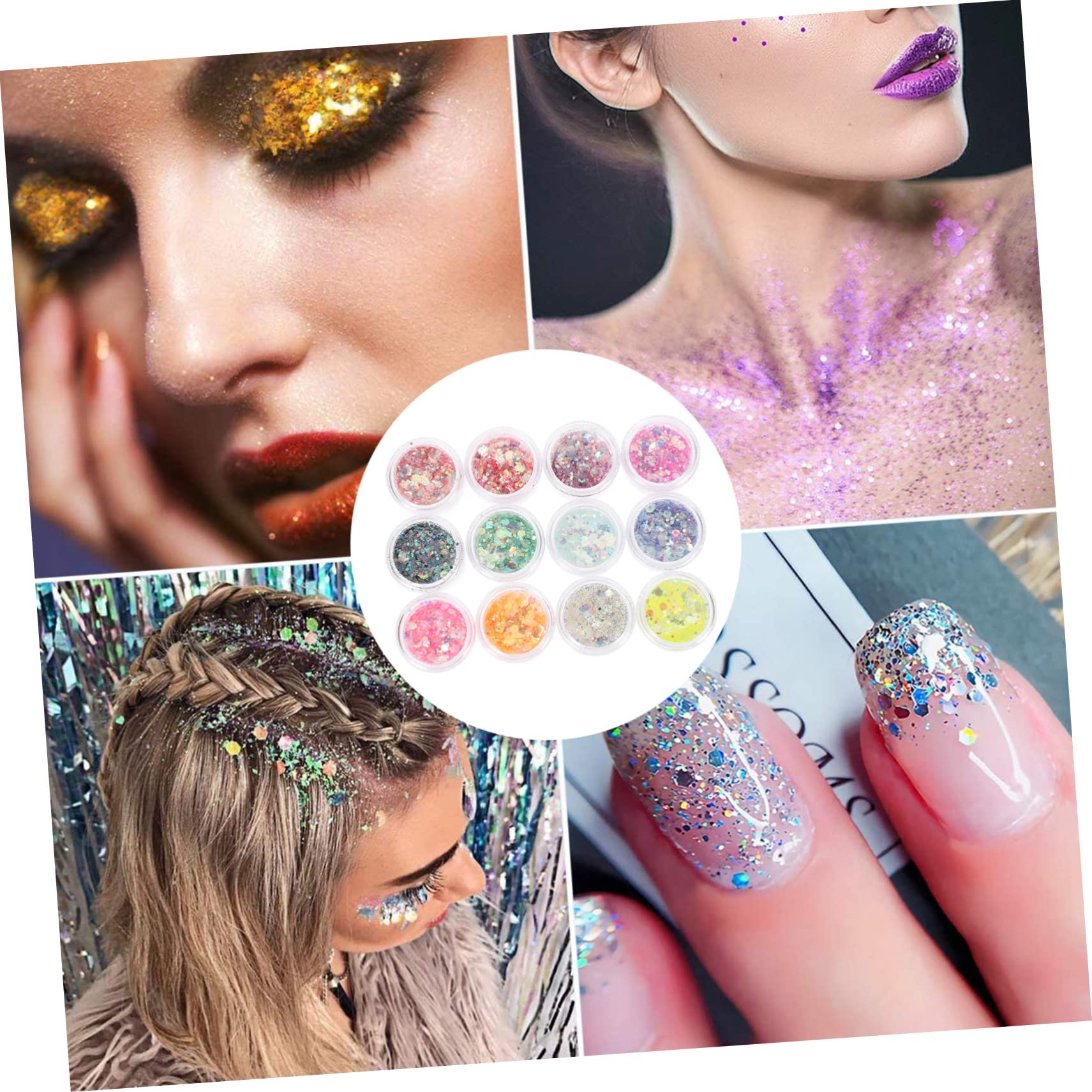 Angoily 4 Set Di Glitter Per Trucco Corpo Viso Unghie Glitter Paillettes Festival Halloween Carnevale Festa Ampi Usi *4