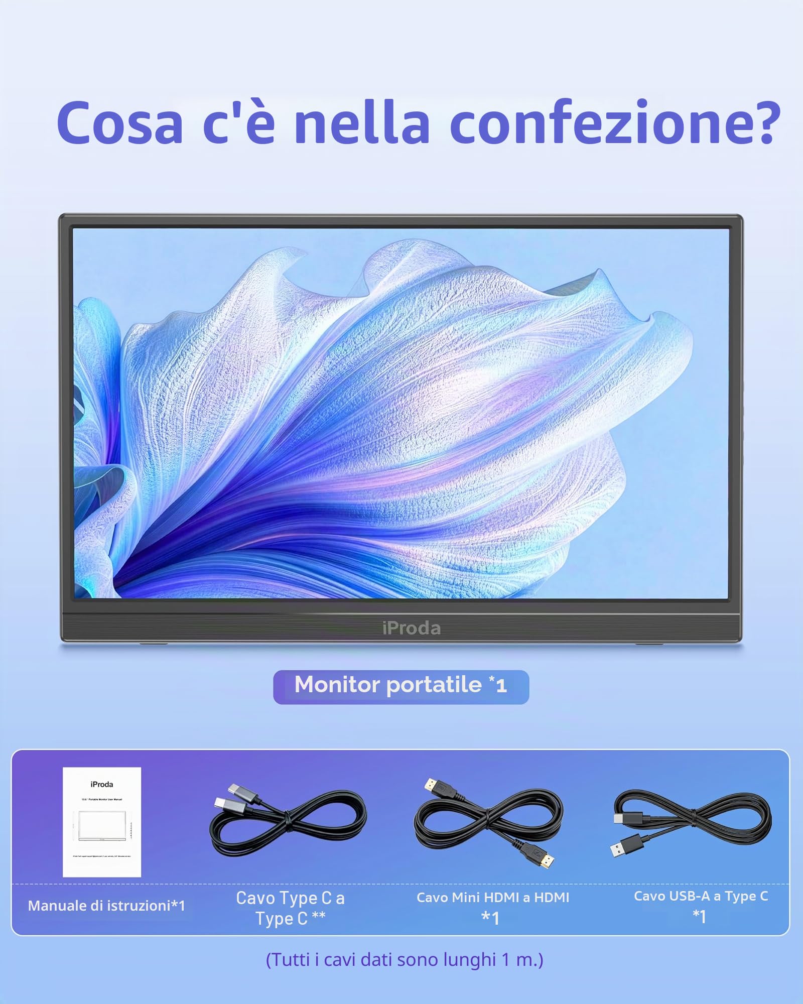 Portatile Monitor 15,6 pollici, Schermo Portatile 1080P | , Altoparlante Integrato e Supporto USB-C HDMI, Portable Monitor per Laptop, PC, Cellulare, PS5, Supporto VESA Montabile