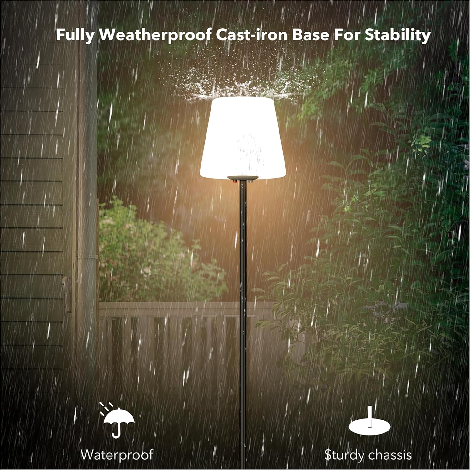 Outdoor Floor Lamp, 100% Solar Powered Floor Lamp for Patio Decks Lawn Pool Garden Outdoor Spaces, Fully Weatherproof