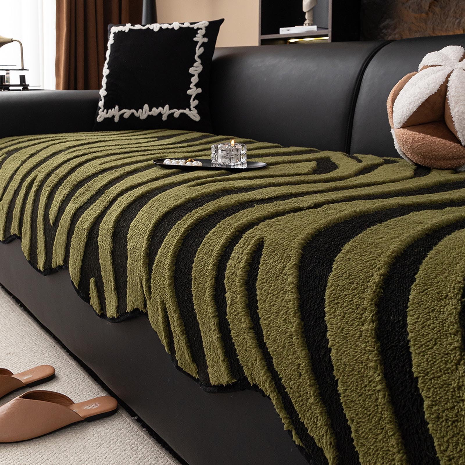 Housse de canapé en velours anti-glisse vert surfaix épais lavable hiver 70*210cm