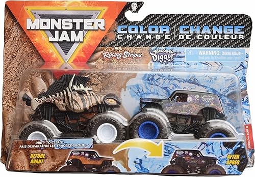 Hot Wheels Monster-Jam Racing Stripes VS Son Uva Digger - Cambio de color