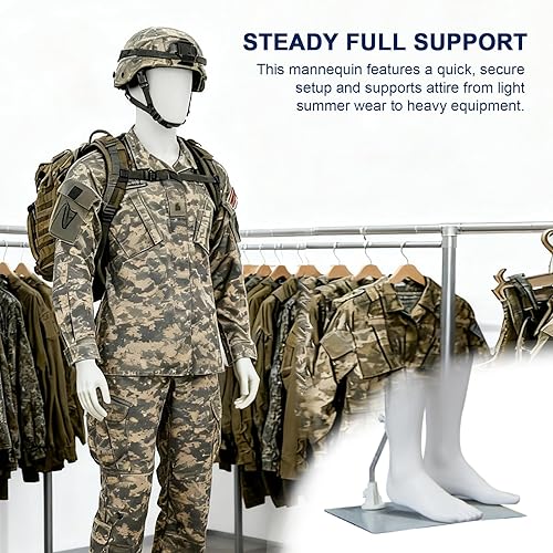 Miniatura 3 de KINTNESS Maniquí masculino de cuerpo completo de 73 pulgadas, forma de vestido de torso cuerpo de maniquí ajustable desmontable cuerpo completo con