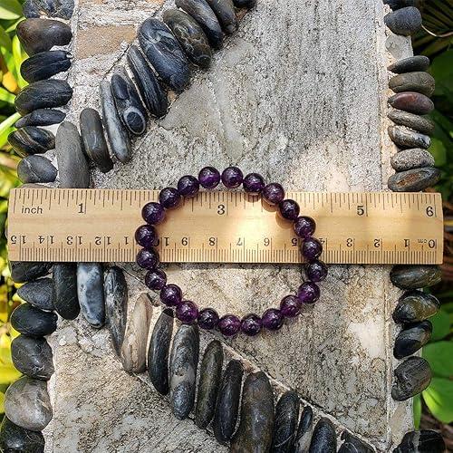 Miniatura 3 de Chengmu Pulsera elástica de amatista de 0315in para mujeres y hombres cuentas redondas naturales hechas a mano piedras preciosas semipreciosas para