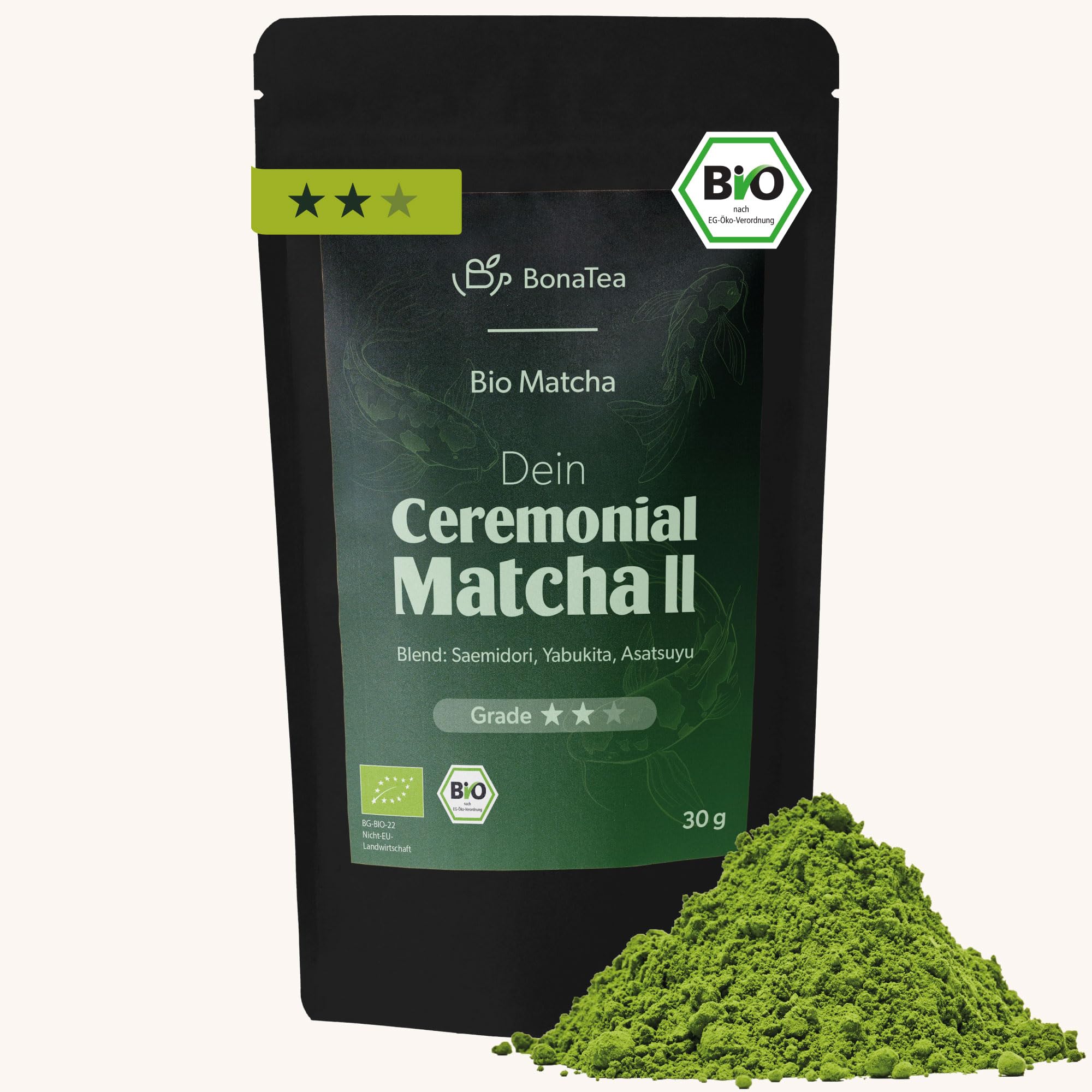 Bio Matcha Ceremonial Grade in verschiedenen Qualitätsstufen aus Japan - erste Ernte, laborgeprüft 30g, Qualitätsstufe: Grade 2