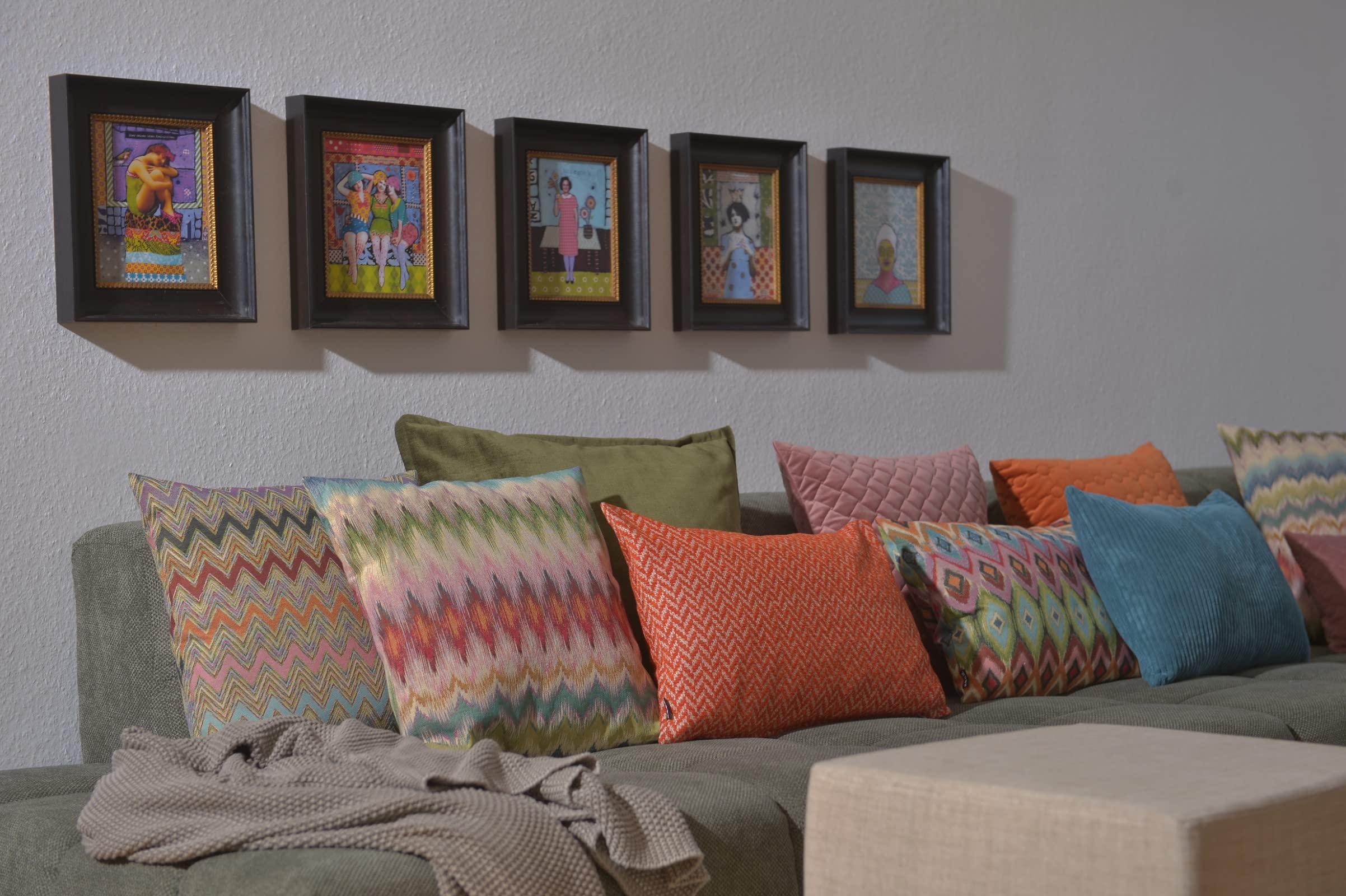 H.O.C.K. Esra Dekokissen inkl. Füllung Zierkissen Hocker Multicolour Boho in verschiedenen Größen (60x60cm, Mehrfarbig)