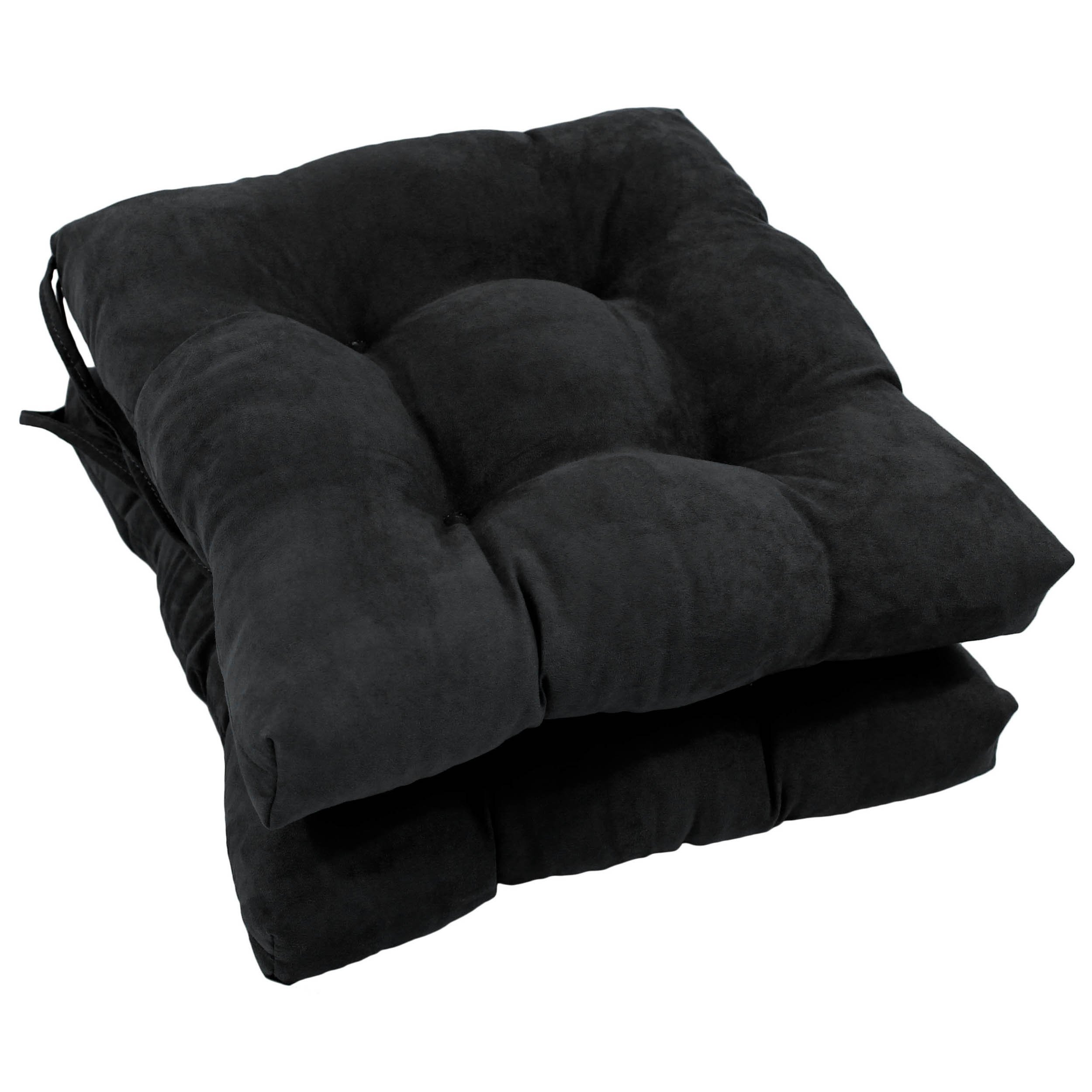 Blazing Needles 16-inch Microsuede Square Chair Cushion, 16" x 16", Black 2 Count-image-29