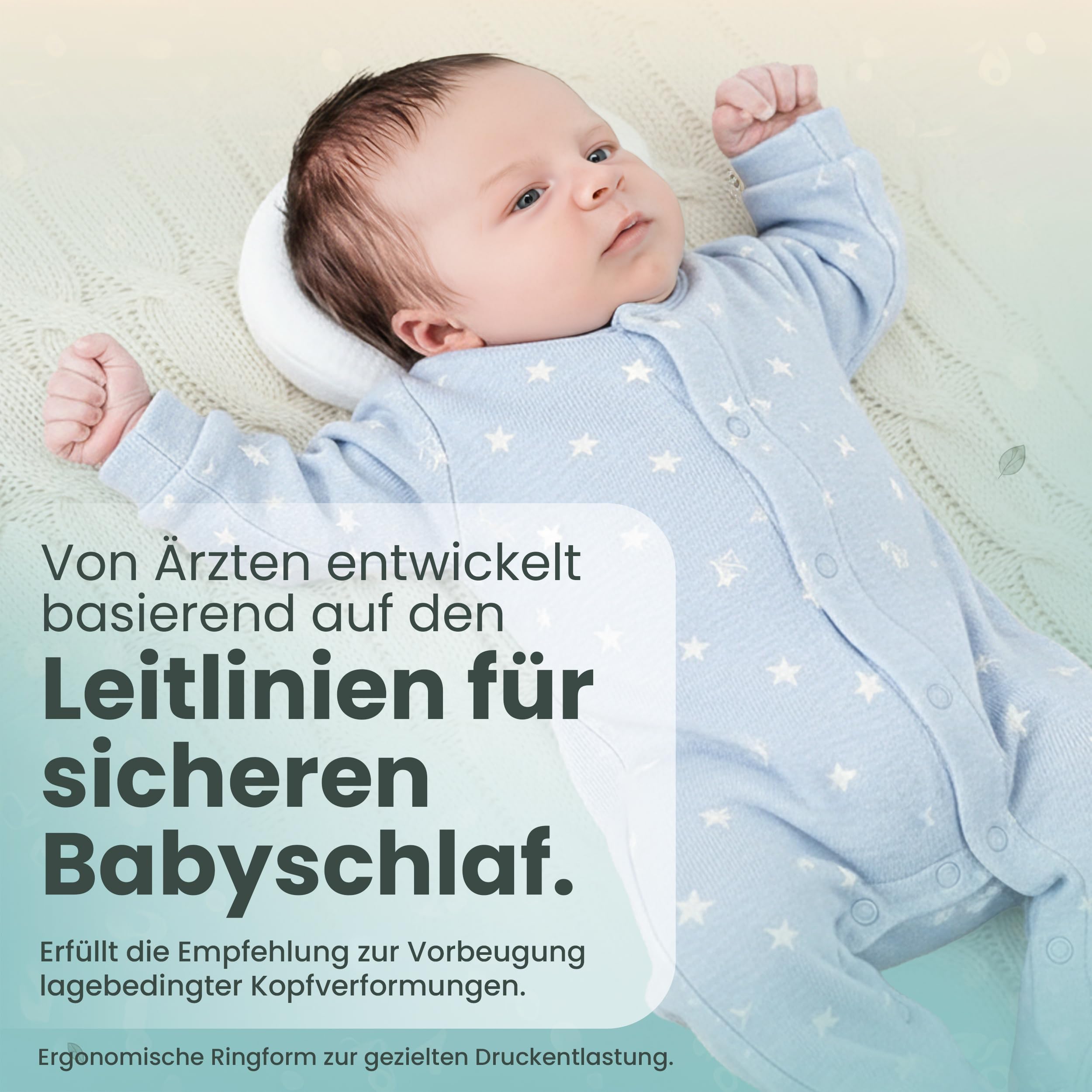 Medizinisch patentiertes Babykissen gegen Plattkopf, Kopfverformungen und Flachkopf | Grau