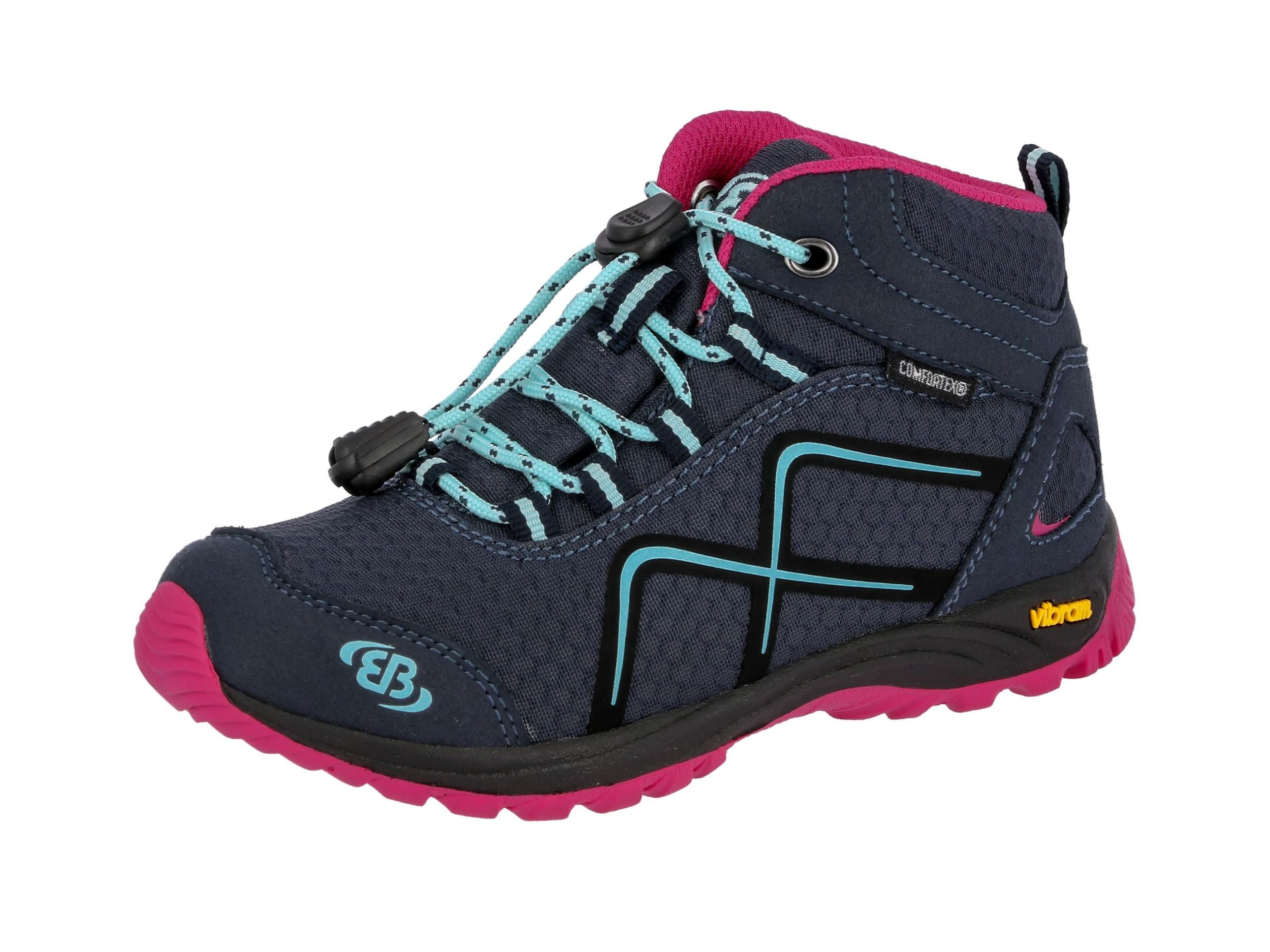 Brütting Guide High Cross Running Shoe, Navy/Pink/Turquoise, 25 EU