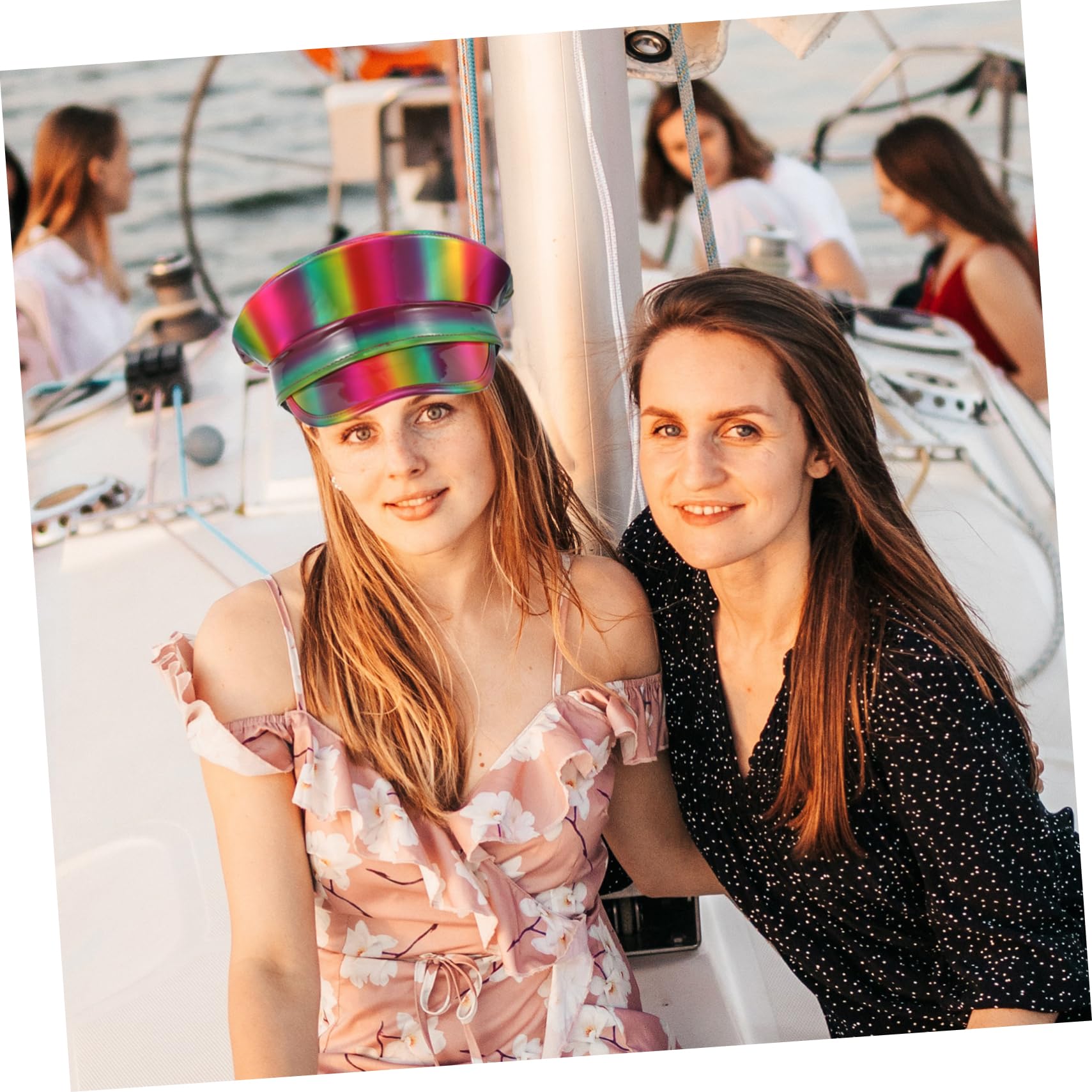 BESTYASH Sombrero De Colorido Para Mujer Gorro De Fiesta Náutica Sombrero De Cuero Brillante Diseño Arcoíris Para Eventos Temáticos y Fotos Festivas
