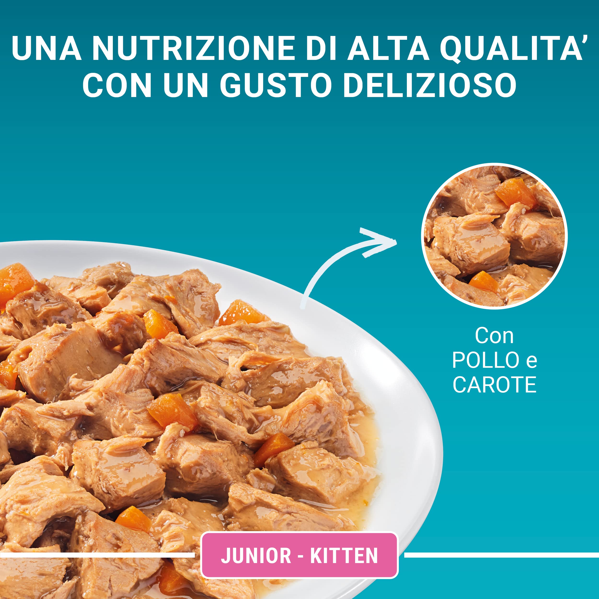 PURINA ONE Junior Cibo Umido per Gattini 1-12 Mesi Filettini con Pollo e Carote in Salsa 48 Buste da 85 g