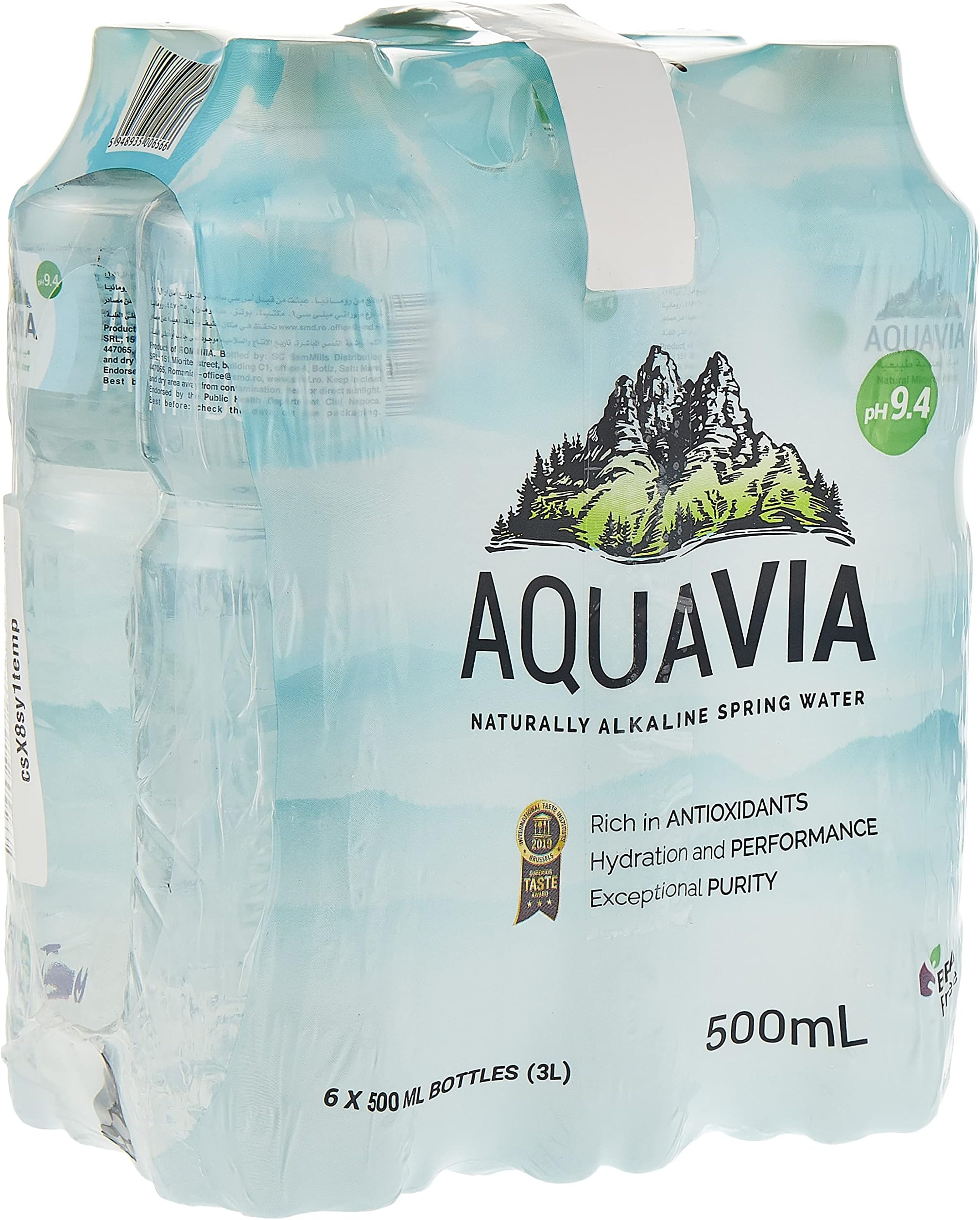 AQUAVIA Natural Mineral Water, 500 ml (Pack of 6)