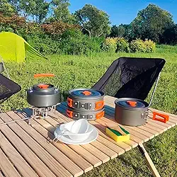 Conjunto de Panelas para Camping e Pesca – Kit Completo Leve e Portátil para Cozinhar ao Ar Livre