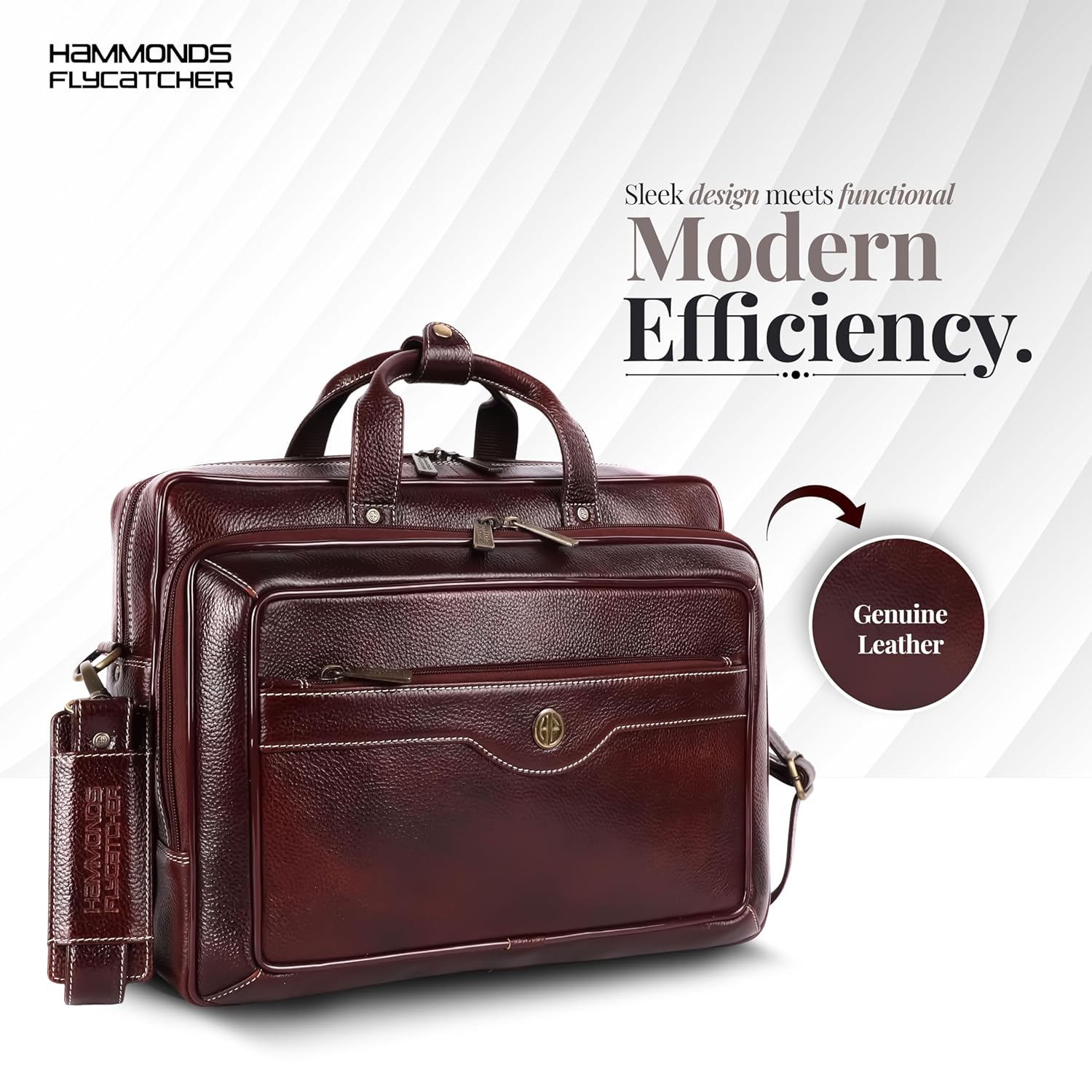 HAMMONDS FLYCATCHER Genuine Leather Expandable Office Bag for Men with Trolley Strap, Adjustable Strap, 15.6 Inch Leather Laptop Bag for Men for Office, Travel, Daily Use - 1 Year Warranty - Brown 34 8139LNjAYpL. SL1500