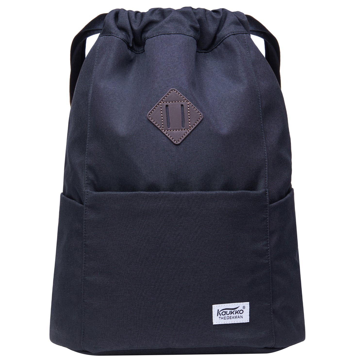 KAUKKO Bolsa de gimnasio de lona con cordón y bolsillo interior, mochila escolar, mochila deportiva de — view 12