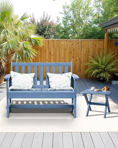 Miniatura 10 de SERWALL Mesa auxiliar plegable Adirondack, mesa pequeña portátil para exteriores, mesa auxiliar resistente a la intemperie para acampar y jardín,