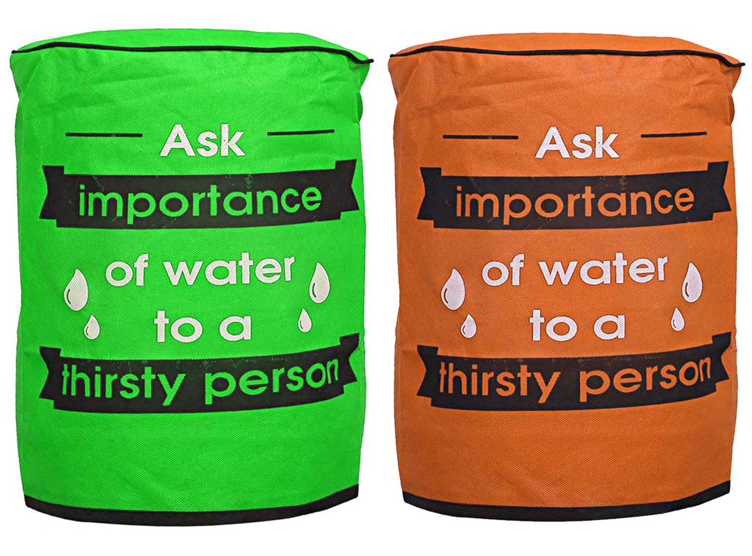 Kuber Industries Green & Orange Rexine 2 Pieces Water Dispenser Bottle Cover With Water Level Indication 20 Litre (Green & Orange) - Ctktc31282