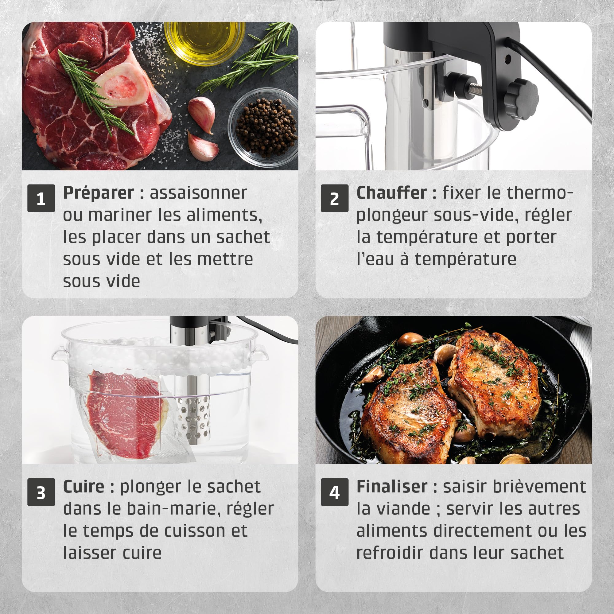 CASO SV400 Stick Sous Vide, pour récipients jusqu'à 20l de volume, 25-90°C par paliers de 0,5°C, IPX7, design peu encombrant