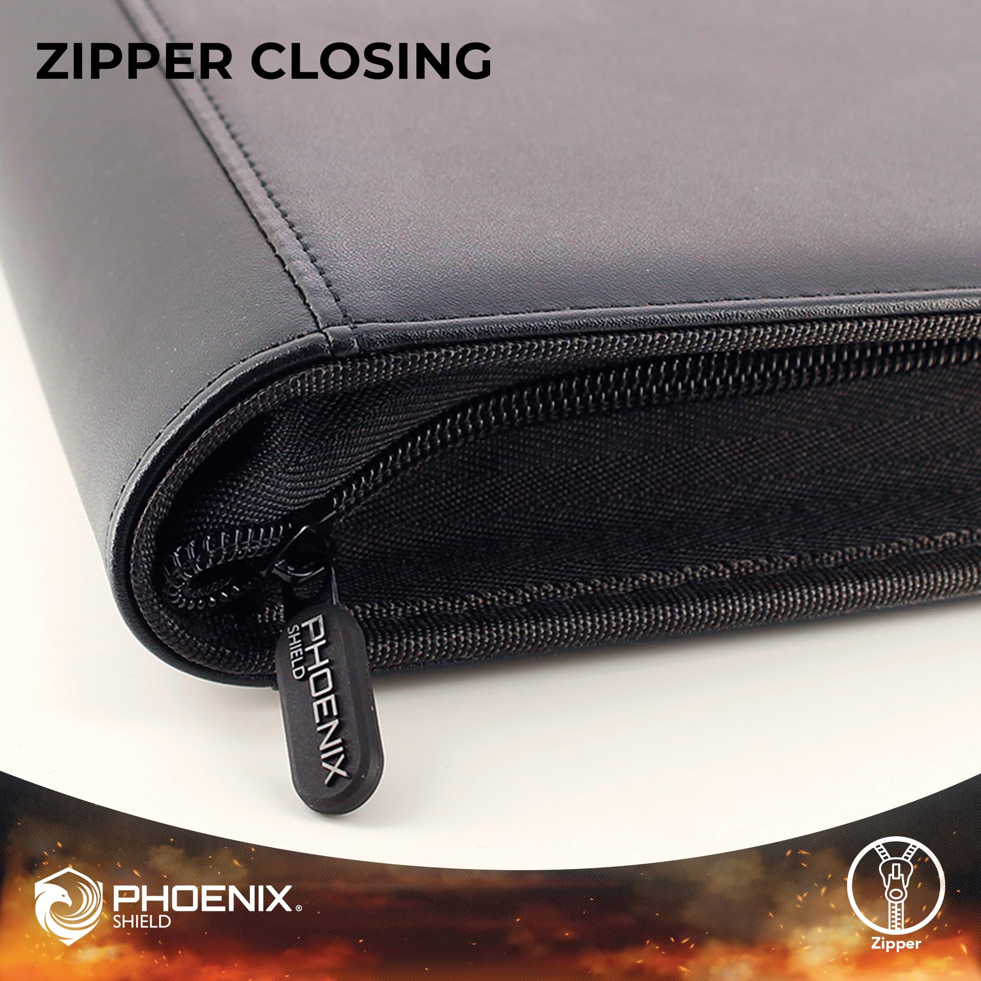 Phoenix Shield | Portfolio Premium à Fermeture Zip 9 Poches - Range 480 Cartes avec Toploader