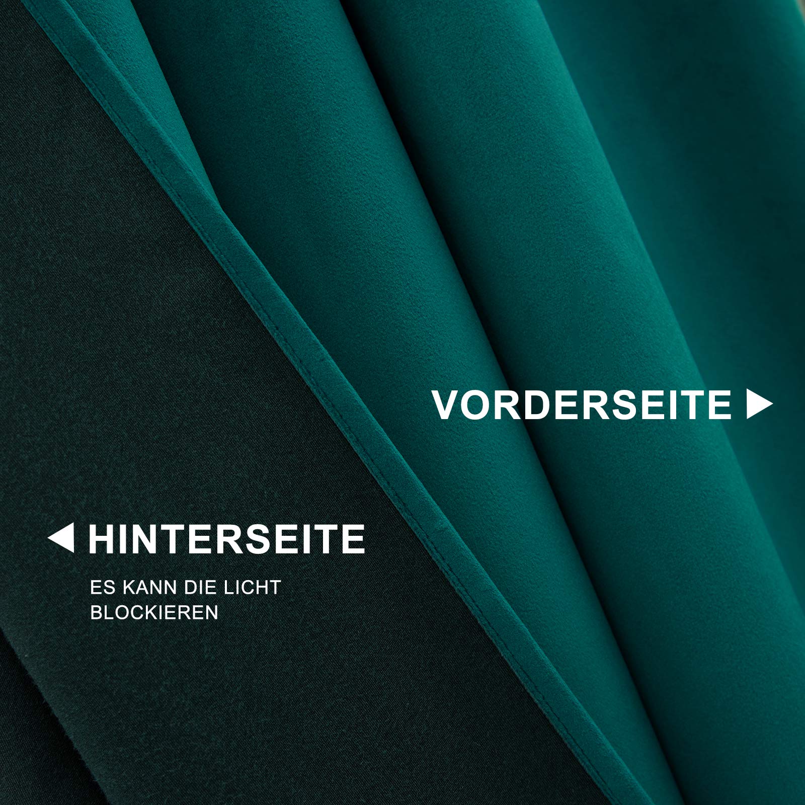 WOLTU Lot de 2 Rideaux Occultant, Rideau Thermique Isolant avec Galon Fronceur, en Velours, pour Salon, Chambre, Vert foncé 140x245 cm