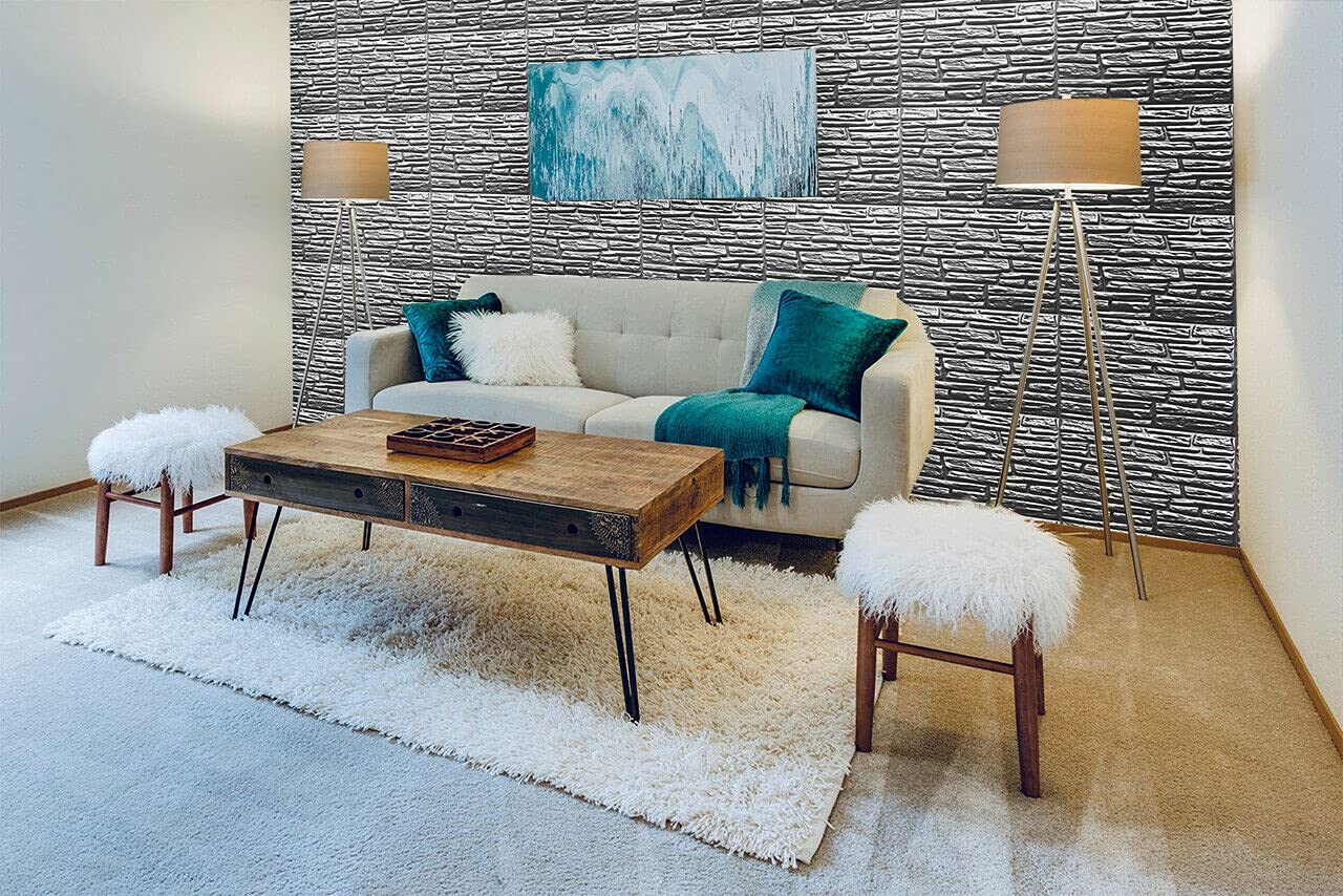 DECCART - Panele ścienne 100x50 cm - Panele ścienne - Panele - Okładziny ścienne wewnętrzne, okładziny sufitowe, Panel styropianowy, panele ścienne 3D, imitacja kamienia - Rock Grey - 5 sztuk (5 m²)
