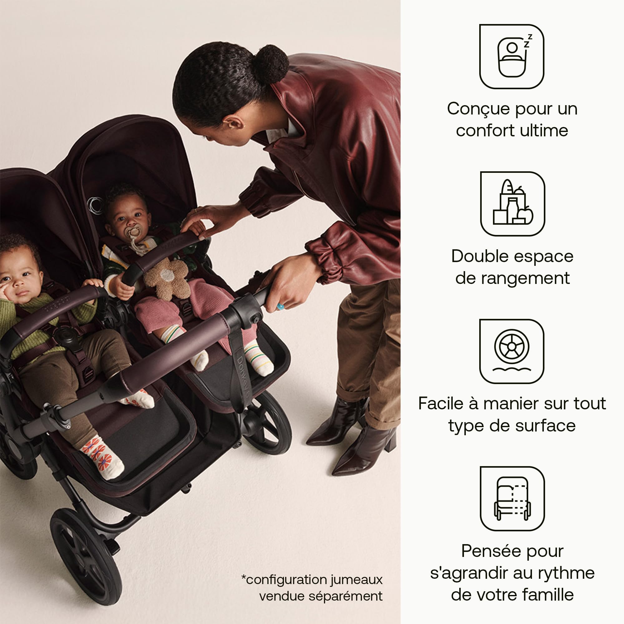 Poussette Bugaboo Donkey 6 simple, convertible en modes double et jumeaux