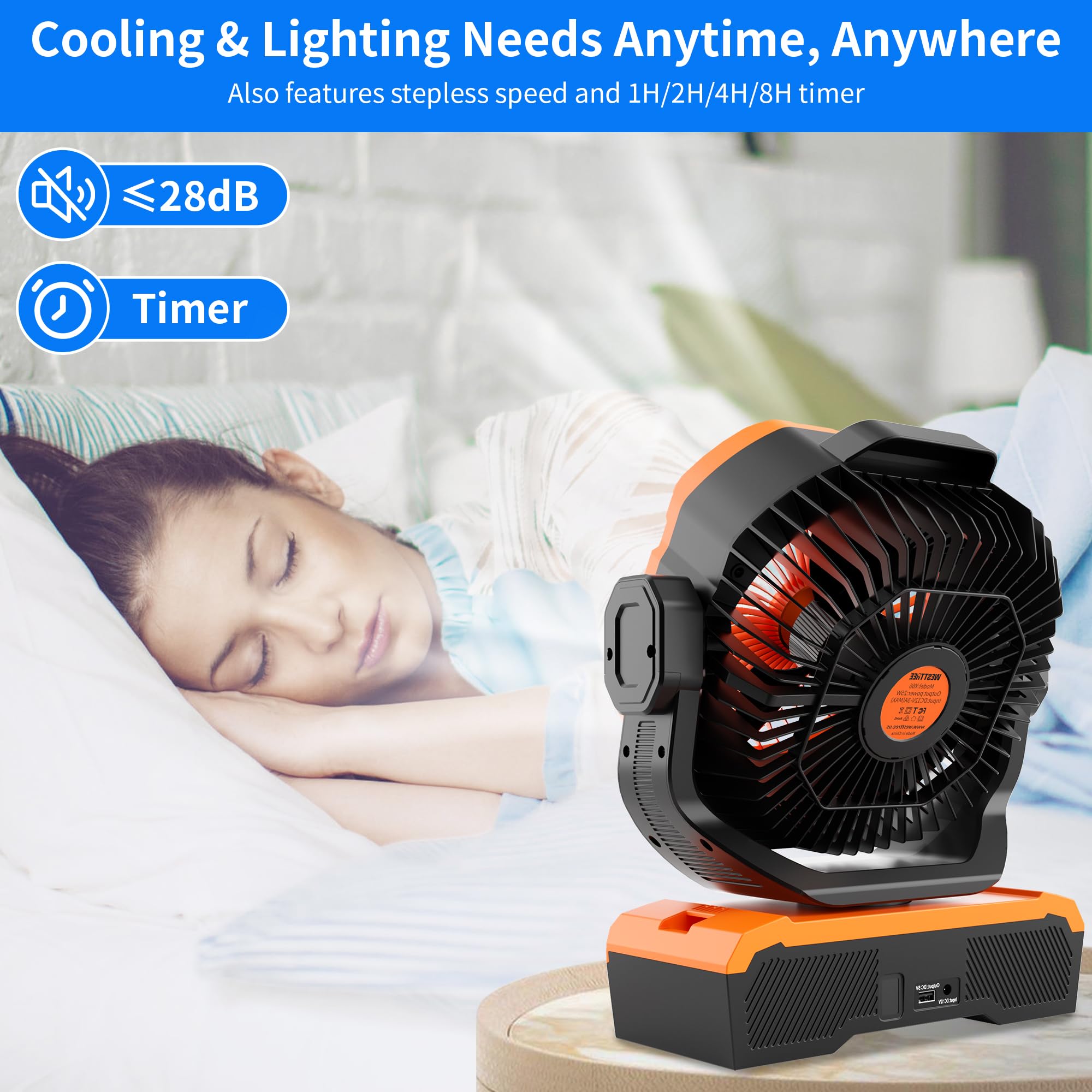 WESTTREE Ventilador de flujo de aire grande X66 naranja - 45 Ah