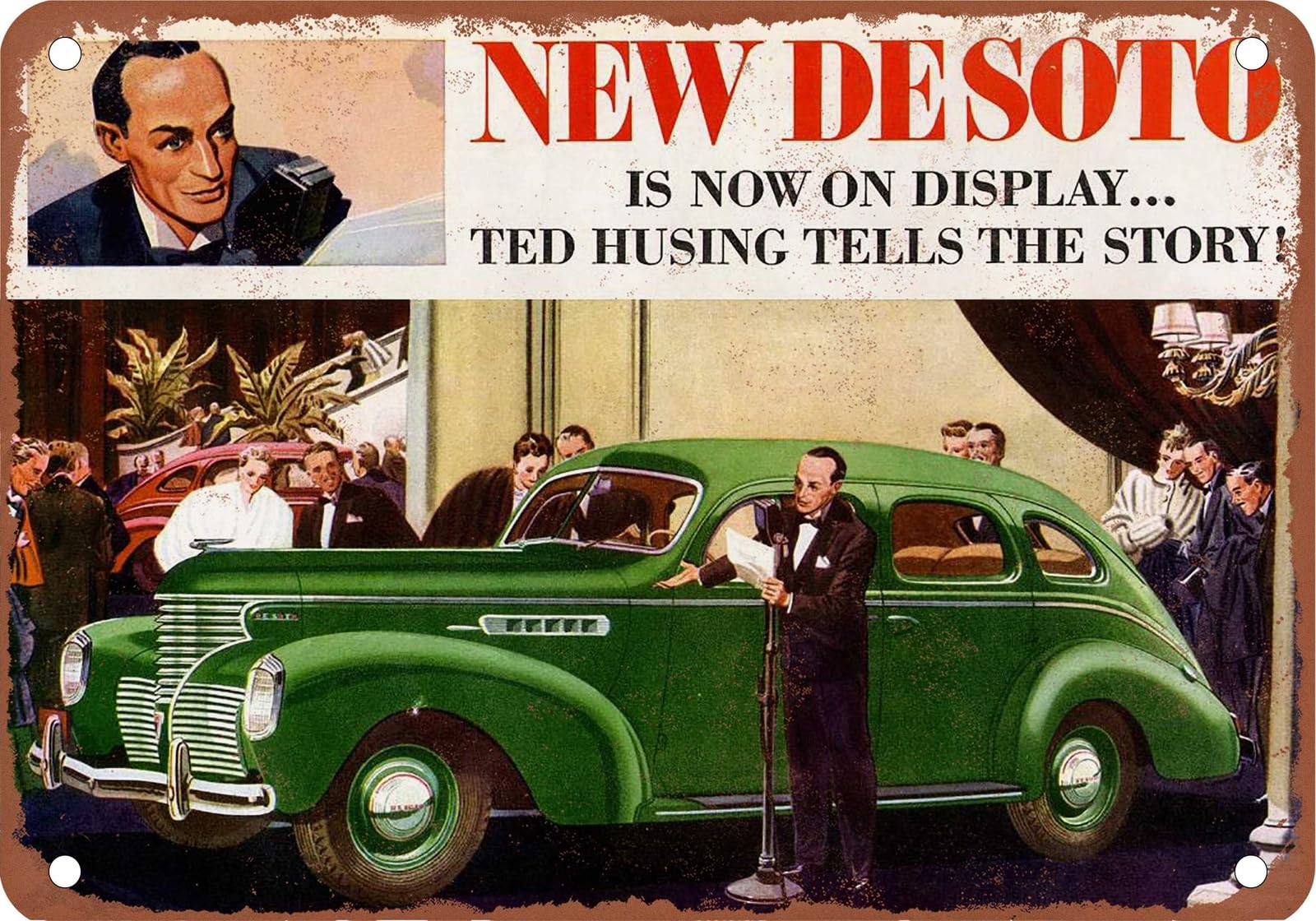 Miaomansenstore Metal Sign - 1939 Desoto Vintage Ad 02 - Old Retro Rusty Look Home Decor