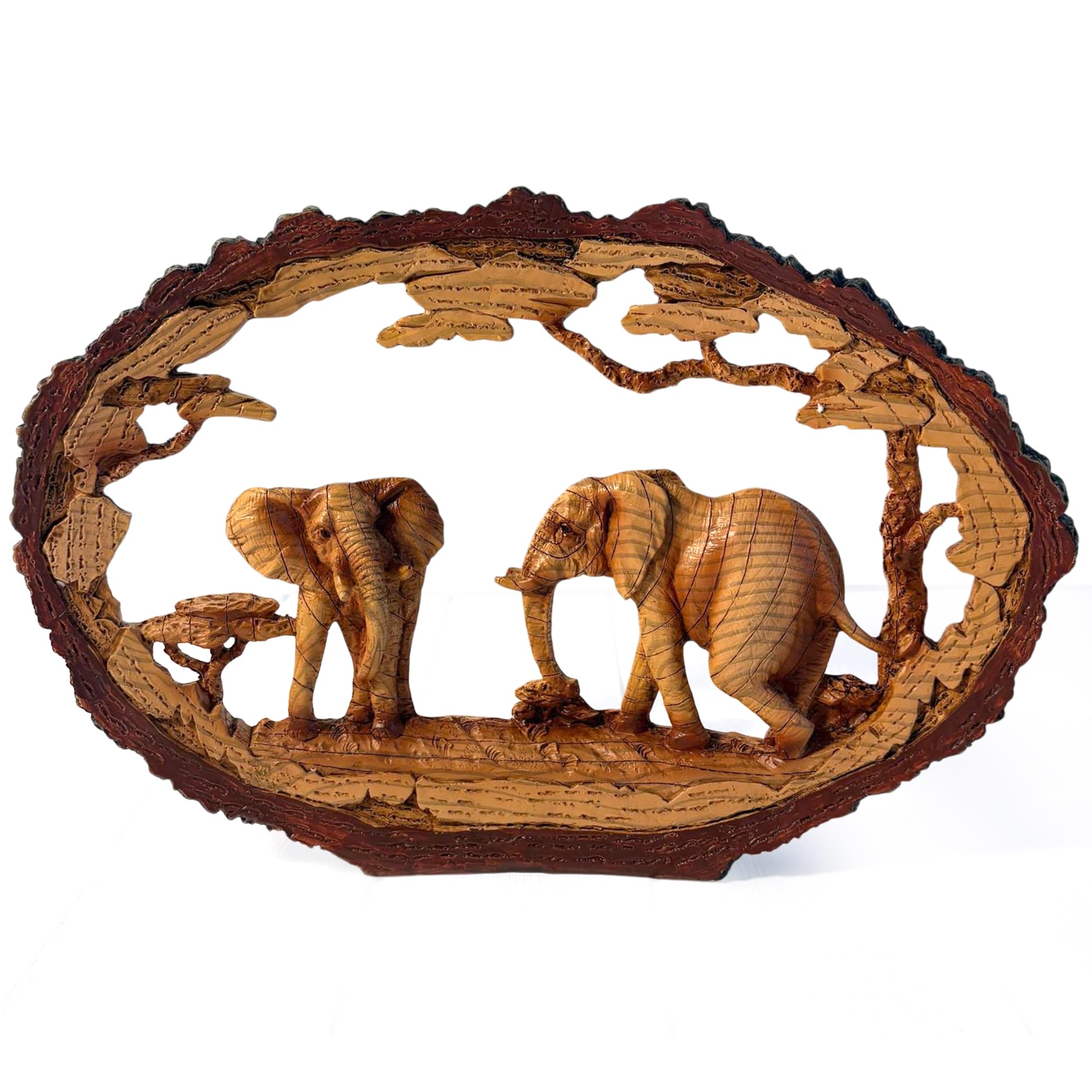 Thorness 𝗘𝗟𝗘𝗣𝗛𝗔𝗡𝗧 𝗢𝗥𝗡𝗔𝗠𝗘𝗡𝗧 – Resin Wood Effect Figurine, Wildlife Decor, Rustic Home Centrepiece, Collectible Gift for Living Room, Office, or Shelf