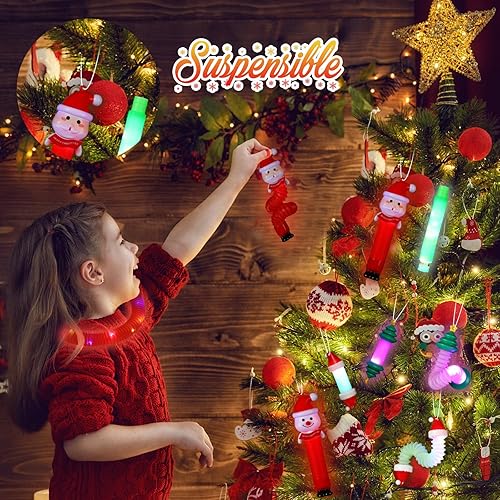 Miniatura 4 de 16 tubos de luz LED de Navidad, juguetes sensoriales para ansiedad, tubos elásticos de Papá Noel, muñeco de nieve, tubos brillantes, juguetes para