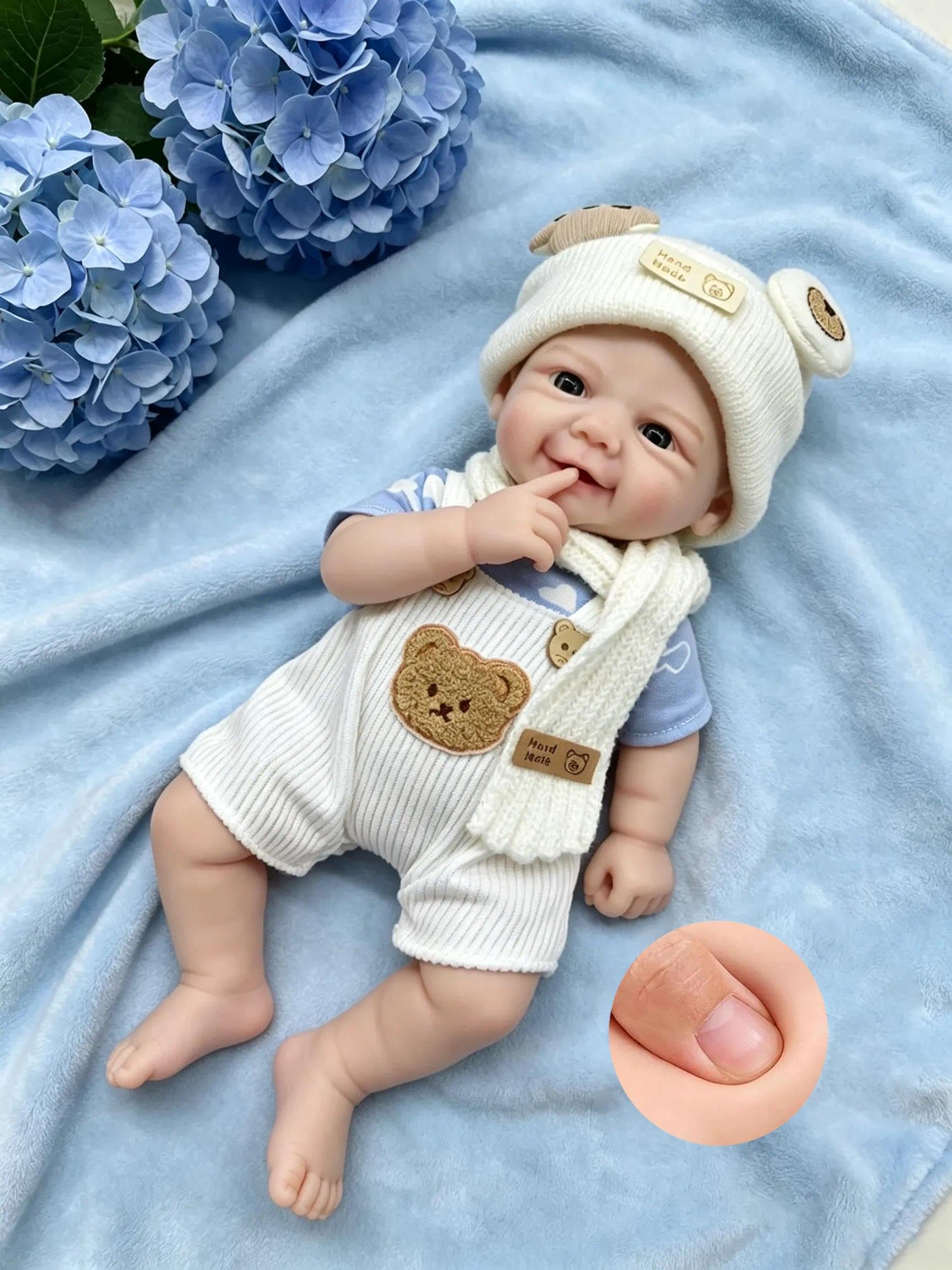 Zero Pam 40CM Muñecas Bebe Reborn Silicona Cuerpo Completo Niño, Sonrisa Bebé Niño de Silicona, Muñecos Reborn Reales