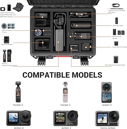 Miniatura 2 de Tomat Osmo Pocket 3 Caso, funda impermeable para DJI Osmo Pocket 3 Creator Combo Accesorios, Estuche rígido de viaje para DJI Osmo Pocket 3,