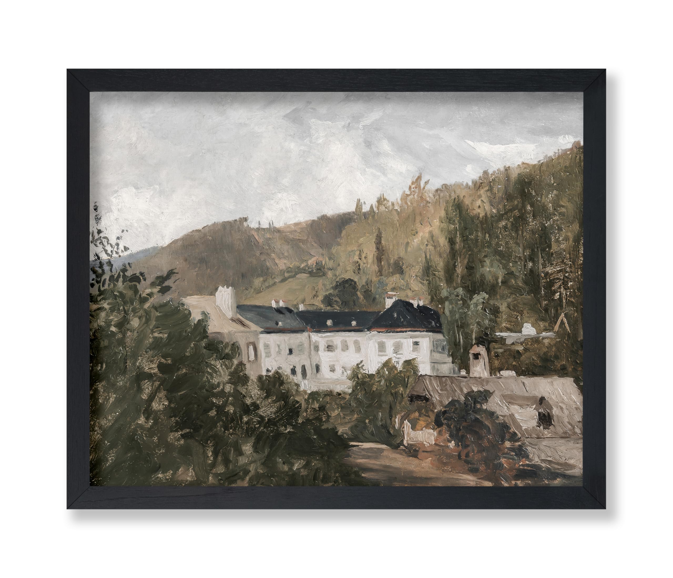 Poster Master Vintage European Villa Poster - Retro French Countryside Print - Fine Art - Landscape Art - Gift for Men & Women - Aesthetic Decor for Living Room or Office - 8x10 UNFRAMED Wall Art