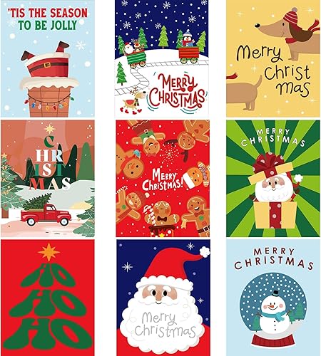 AmazingSpark 9 pósteres navideños de papel de Papá Noel, con diseño de pan de jengibre, muñeco de nieve y alce, impresiones de pared de moda,