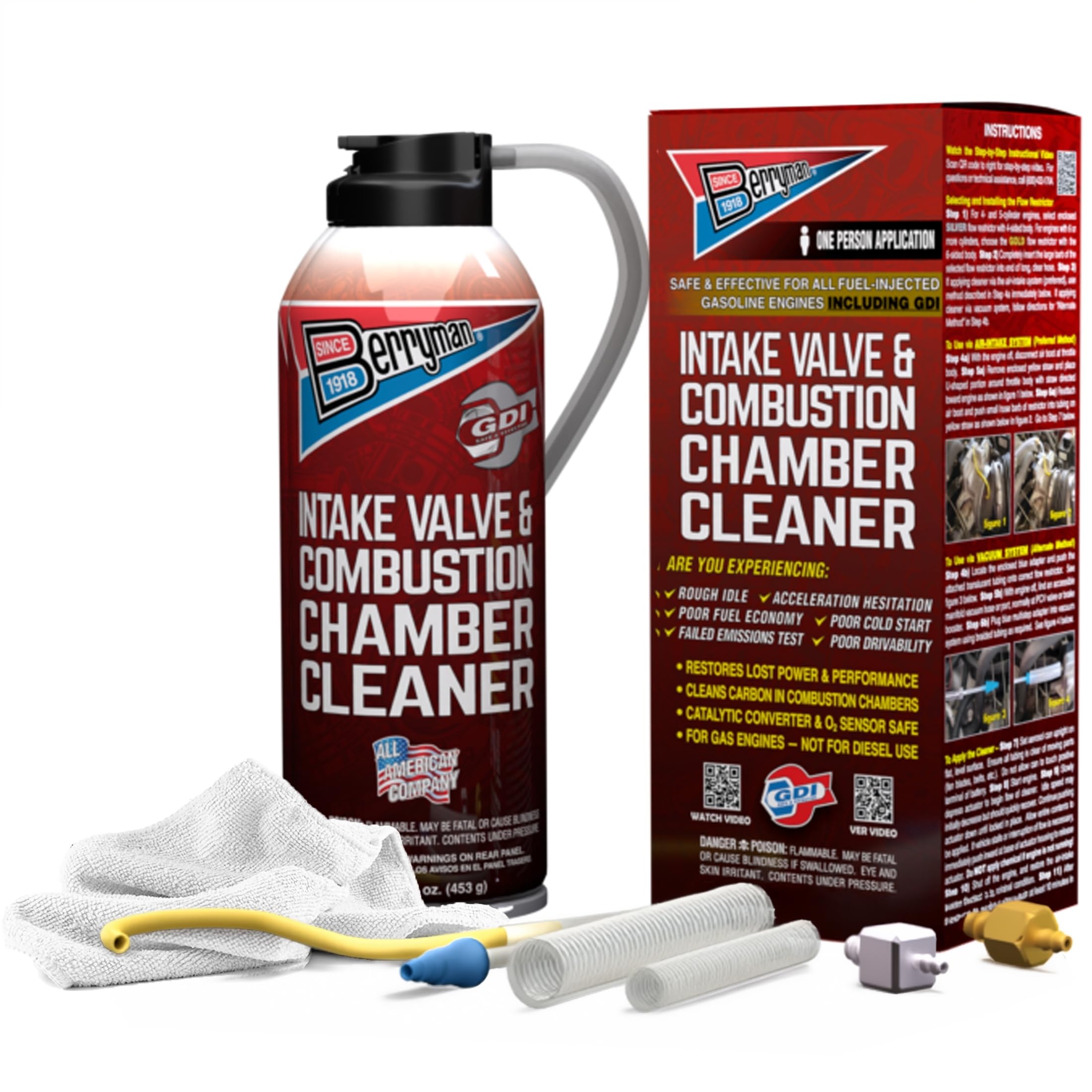 Berryman 2611 Intake Valve & Combustion Chamber Cleaner with SMA Shop Towel