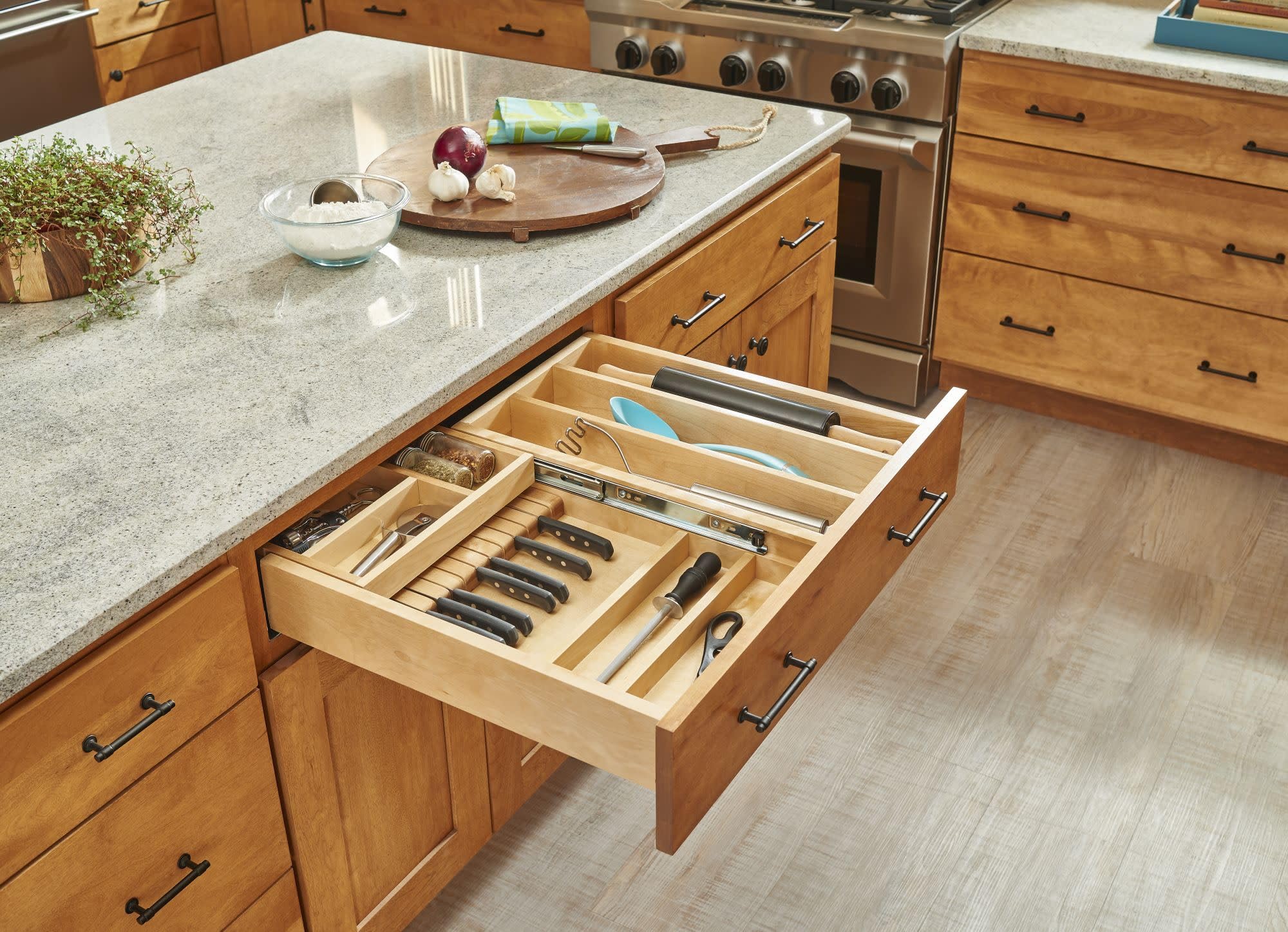 Rev-A-Shelf 27 Inch Wide 2 Tiered Kitchen Utensil & Cutlery Pullout Drawer Tray Organizer, 30