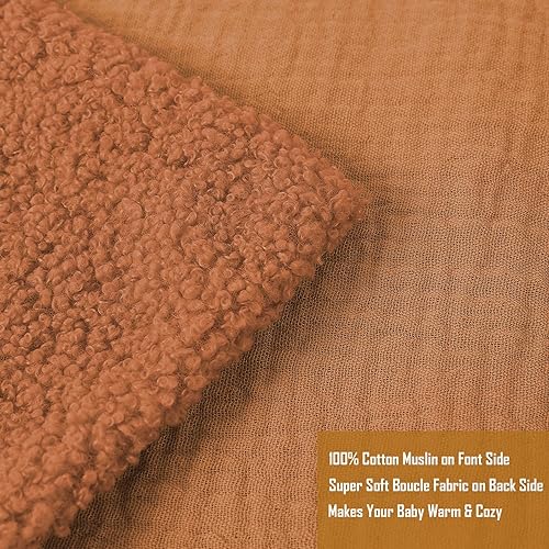 Miniatura 3 de Boucle - Manta de bebé, mantas de bebé neutras y acogedoras para niños y niñas, mantas de muselina bohemia de algodón y boucle para guardería,