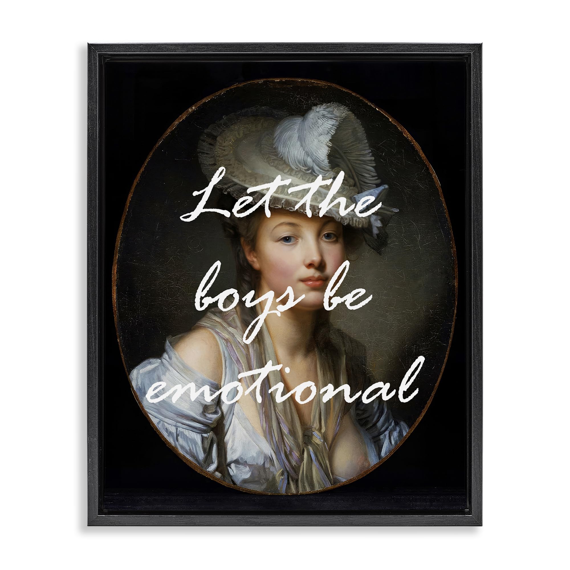 Stupell Industries 'Let The Boys Be Emotional', Floating Frame Canvas Art, Black, 25 x 31 Inches, Easy to Hang and Sturdy, Made in USA, by Tina LeCour