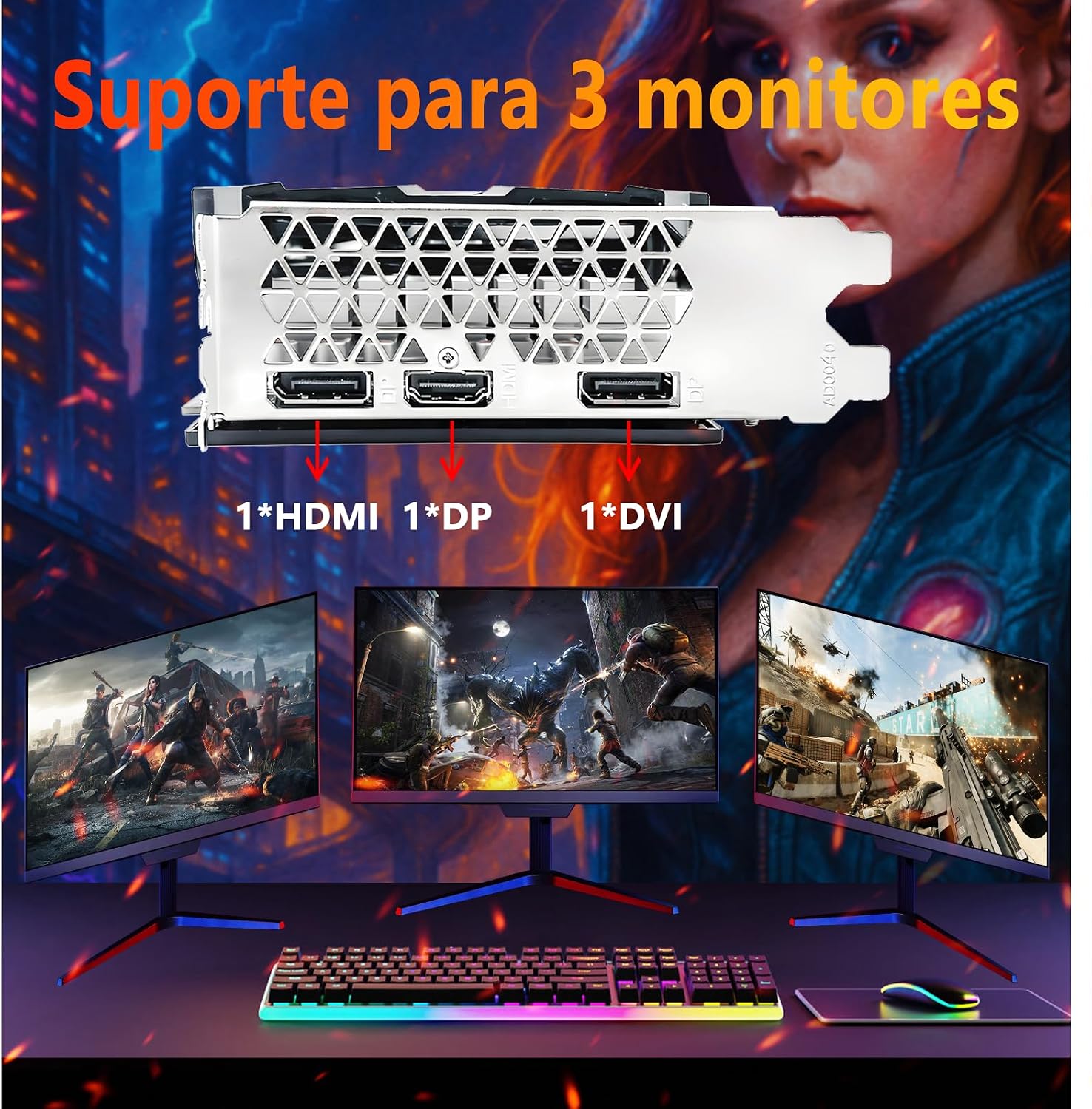 MOUGOL Placa de Vídeo AMD Radeon RX580, 8GB 2048SP GDDR5 256 bits, GPU para jogos de PC com HDMI DP DVI PCI Express x 16 3.0 placa de vídeo para com ventiladores duplos (Padrão preto) MOUGOL Placa de Vídeo AMD Radeon RX580, 8GB 2048SP GDDR5 256 bits, GPU para jogos de PC com HDMI DP DVI PCI Express x 16 3.0 placa de vídeo para com ventiladores duplos (Padrão preto)