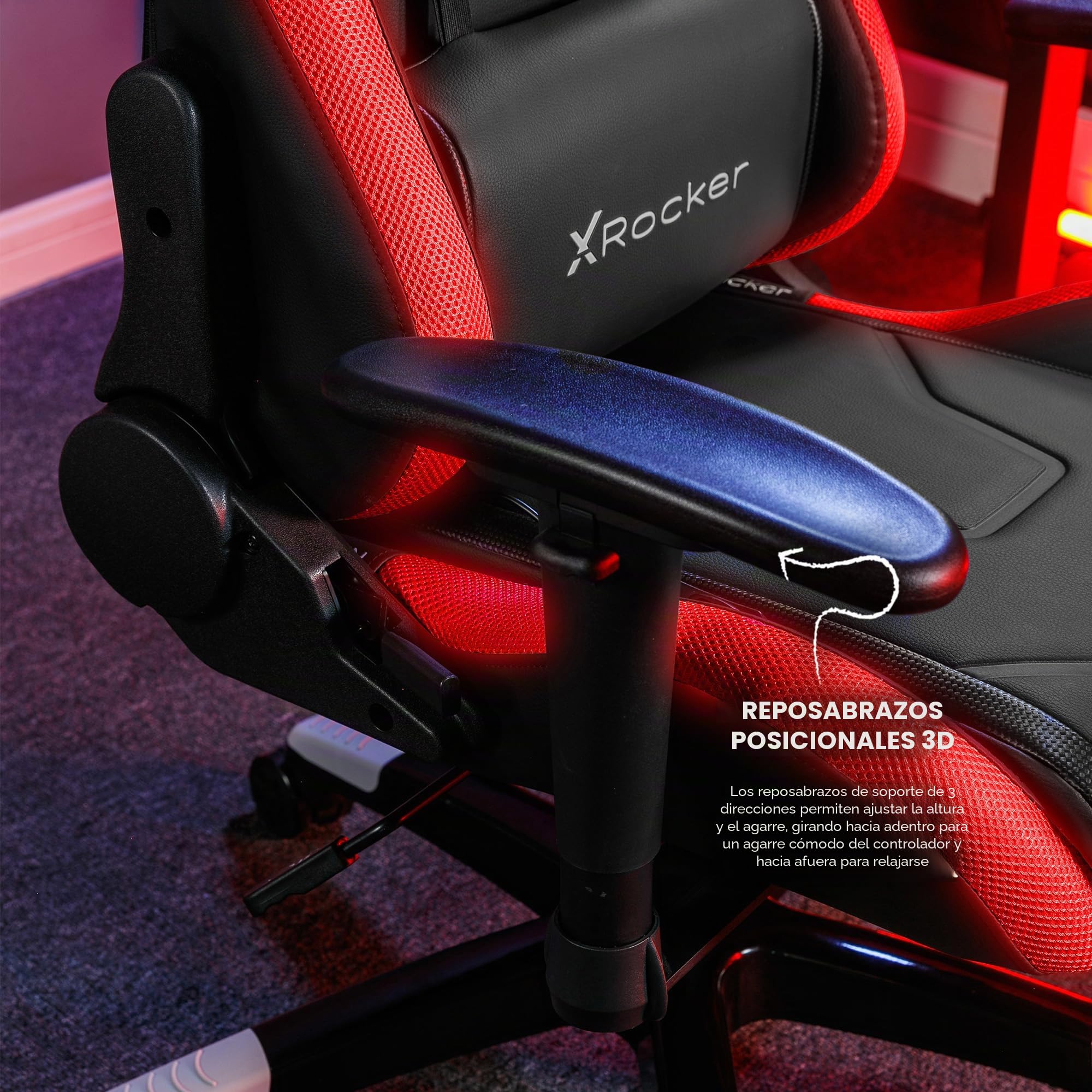 X-Rocker Agility RGB - Silla de computadora de carreras con luces para niños y jóvenes, silla de oficina giratoria ergonómica con respaldo alto, reposacabezas y cojín de apoyo lumbar, altura ajustable