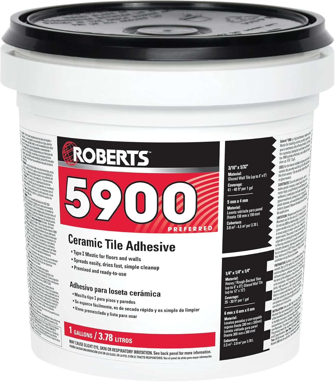 ROBERTS 5900-1 Ceramic Tile Adhesive, 1 Gallon, 128 Fl Oz