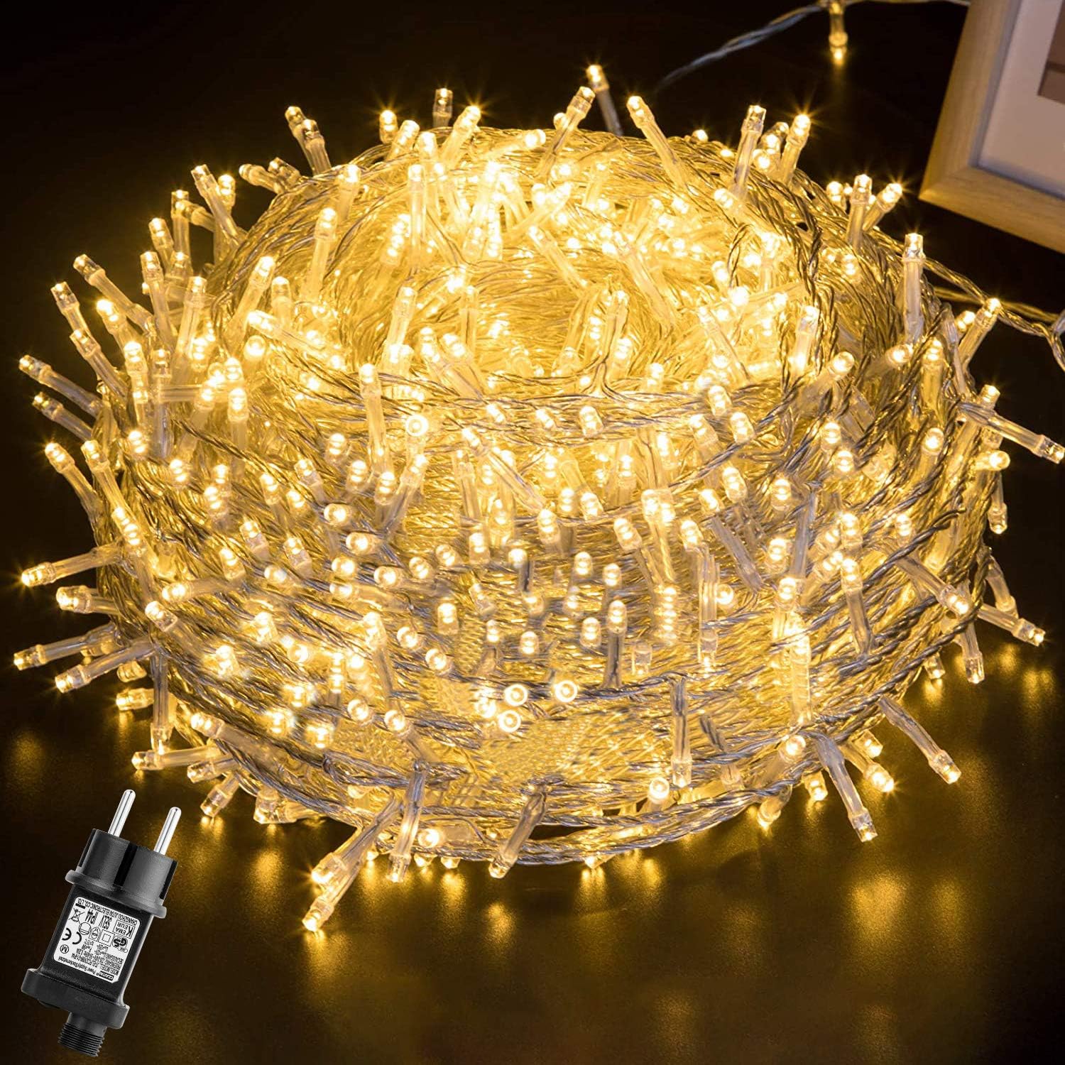 Luci Albero di Natale 1000LEDs 100M,GlobaLink Esterno IP44 Impermeabile,8 Modalità, Funzione Memoria, Catena Luminosa, Decorazione Natalizia Casa Giardino Matrimonio Feste