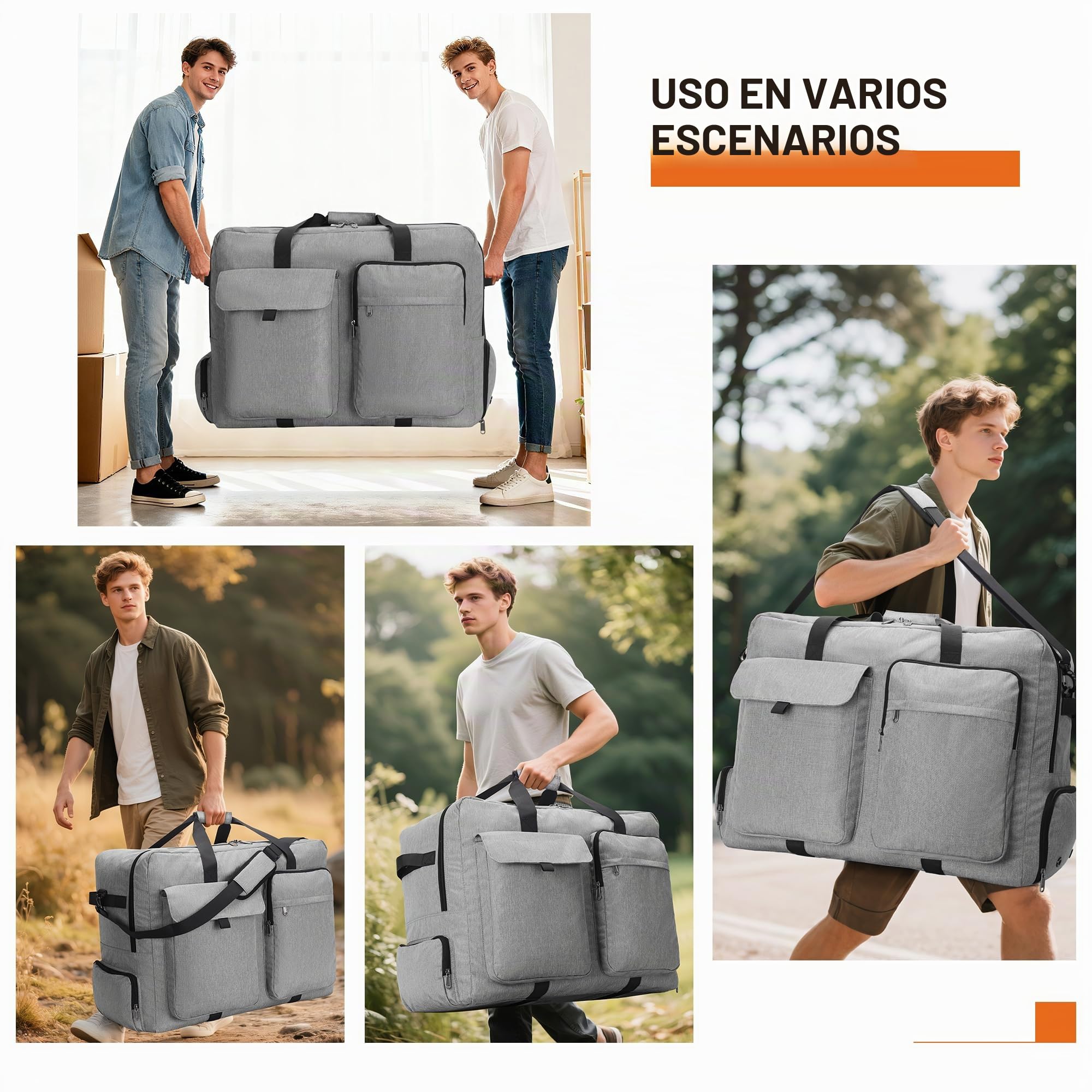 Bolsa de Viaje Plegable 100L con Compartimento para Zapatos, Resistente al Agua y al Desgarro. Bolso de Viaje para Hombre y Mujer, Ideal para Viajes, Mudanzas y Fines de Semana