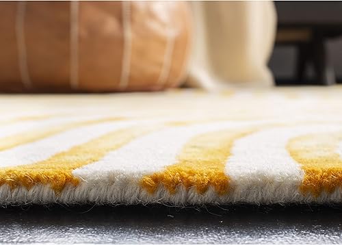 Miniatura 5 de SAFAVIEH Dip Dye Collection DDY822A - Alfombra de lana de primera calidad hecha a mano, 5 x 8 pies, color marfil y terracota