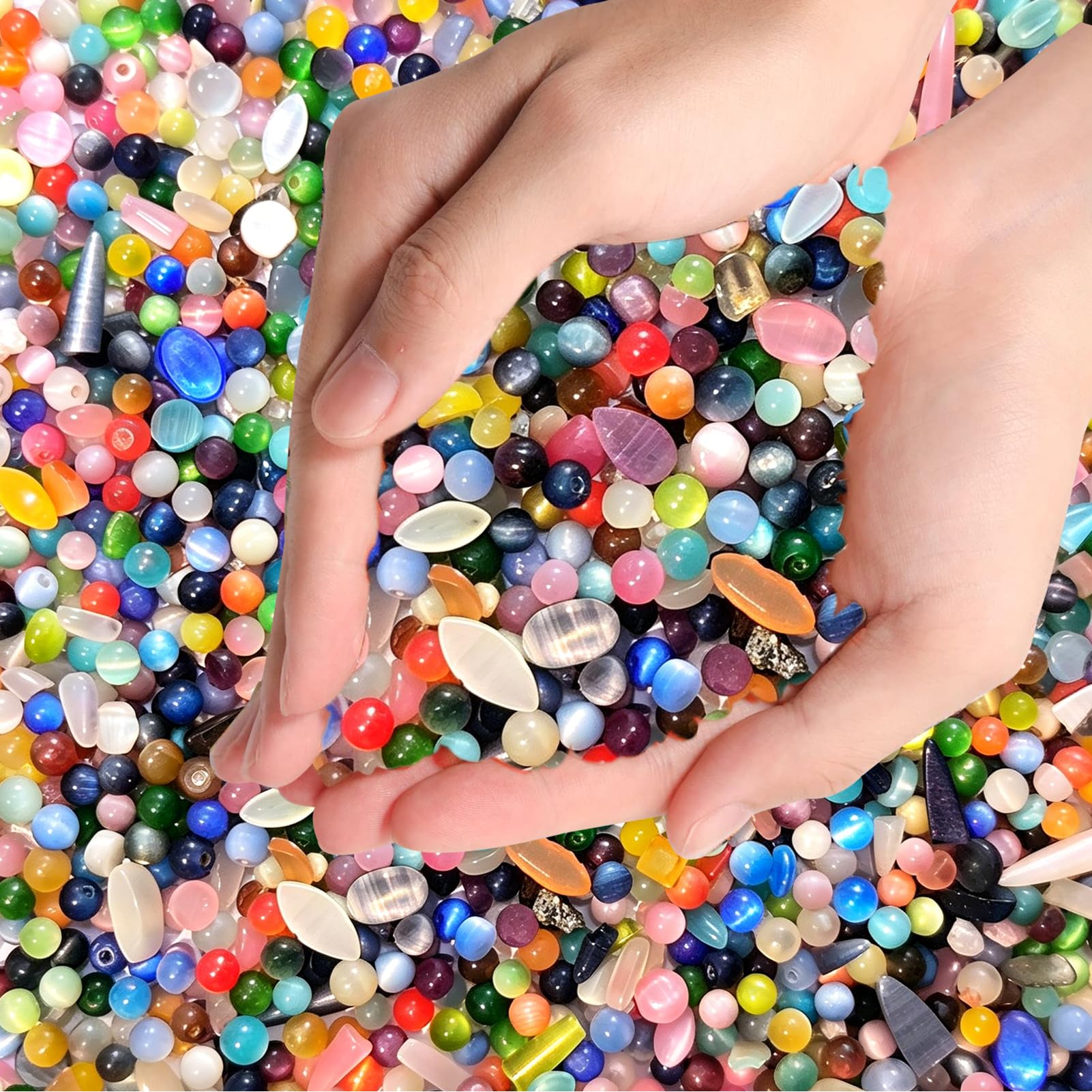 FOSLXIN Crystal Chips Crushed Stone Gravel, 100g Jade Pebbles Fluorite Tumbled Gravel Irregular Shaped Natural Quartz Stones for Vases Filler, Garden and Fish Tank Decoration (cat's eye)