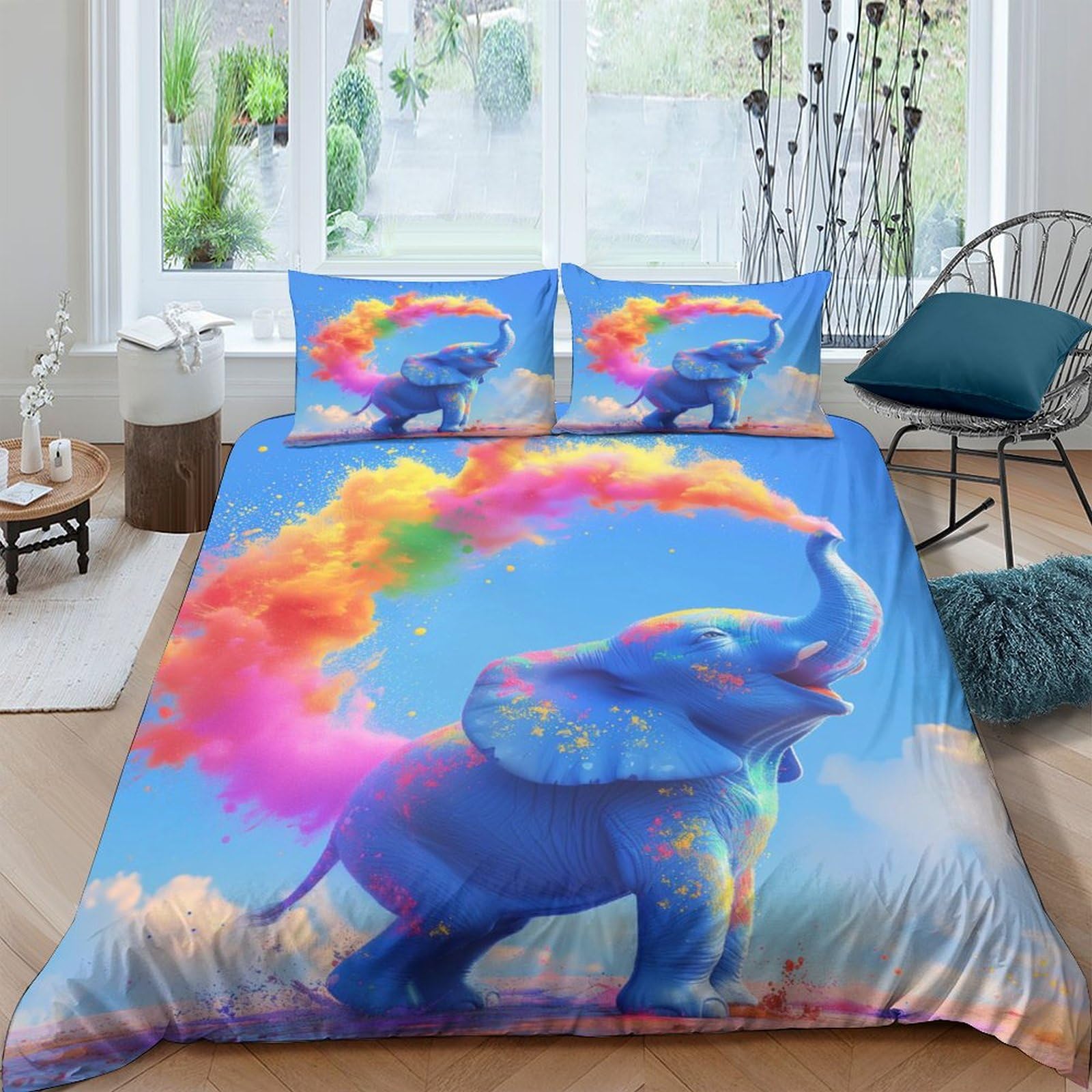 Ensemble de literie éléphant 3D souple microfibre King