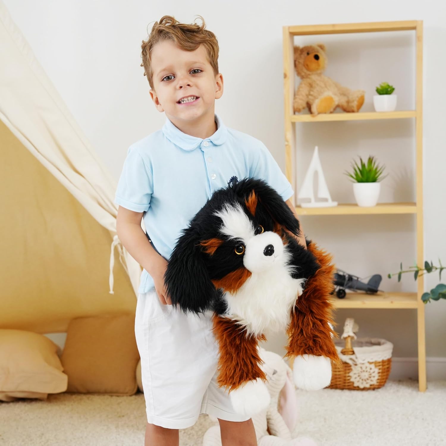 Weighted Dog Stuffed Animal, Soft Stuffed Puppy, Bernese Mountain Dog Stuffed Animal, Toy Gifts for Kids & Adults, 4.5 lbs, 25 Inch
