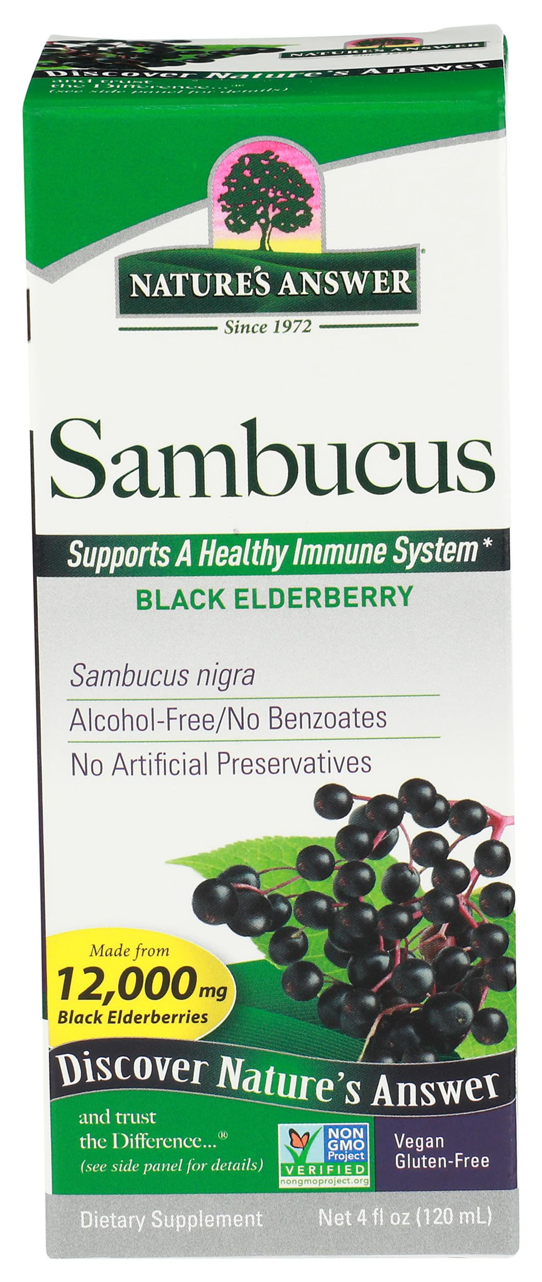 Nature's Answer Suplemento Fitoterápico de Sabugueiro, extrato de sabugueiro-preto e glicerina vegetal, 12.000 mg, 120 mL