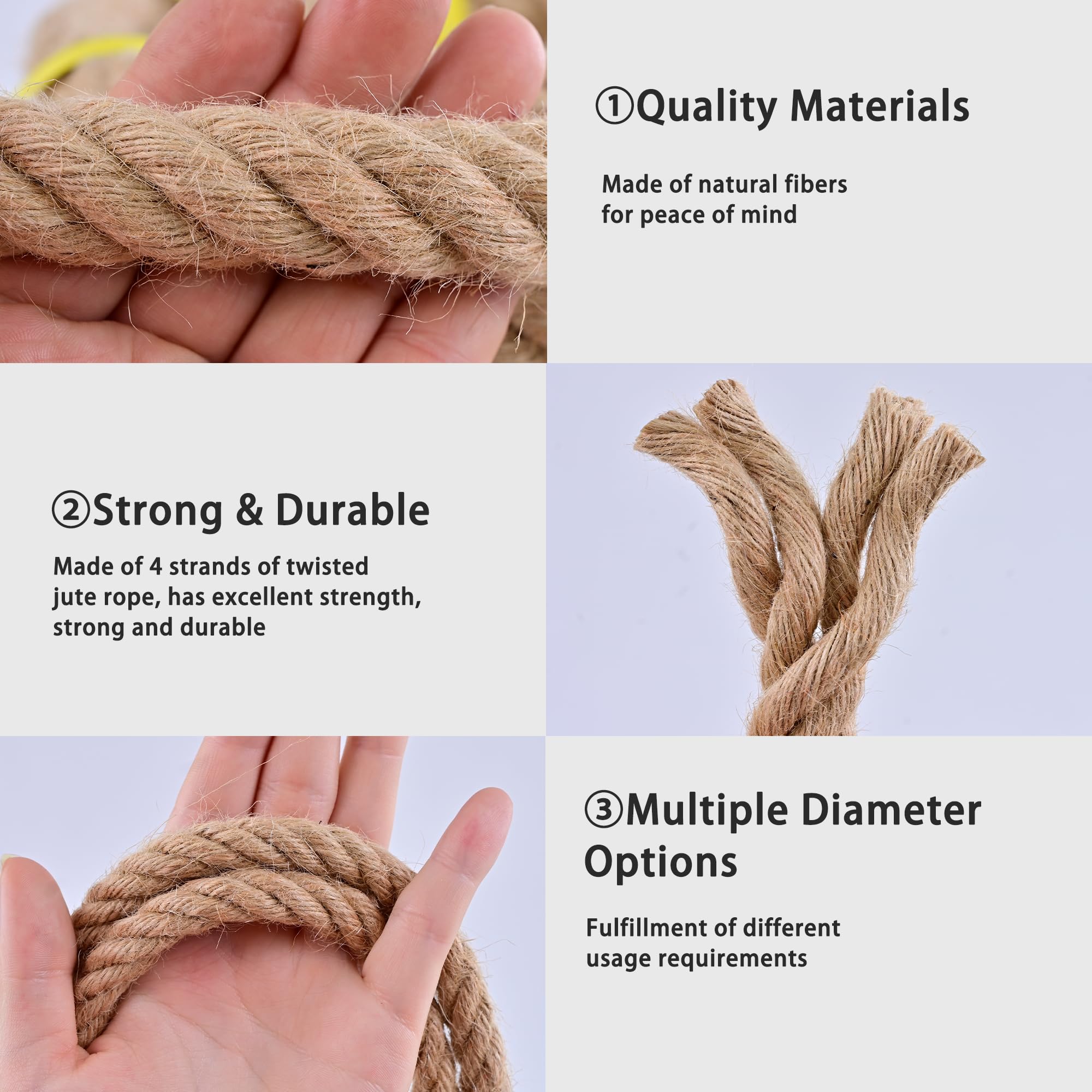 100% 天然強力ジュートロープ 49フィート 1/2インチ プライ 麻ロープ 多目的コード 工芸、スポーツ、造園、装飾などマリンノット、ウェディング まつうら工業 ジュート麻ひも 約30m（100g-#15X6） JUTE-HEMP-100G-30m