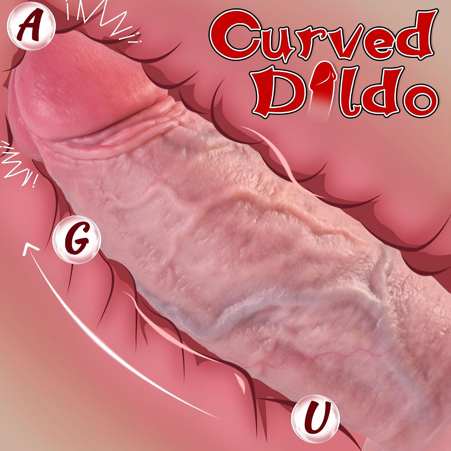 2.5IN Diameter Huge Thick Dildo No Balls, 7.5in Realistic Curved Silicone Big Dildo with Strong Suction Cup for Hands-Free Play, Girthy G-spot Anal Dildos Adult Sex Toys for Women Men Couples
